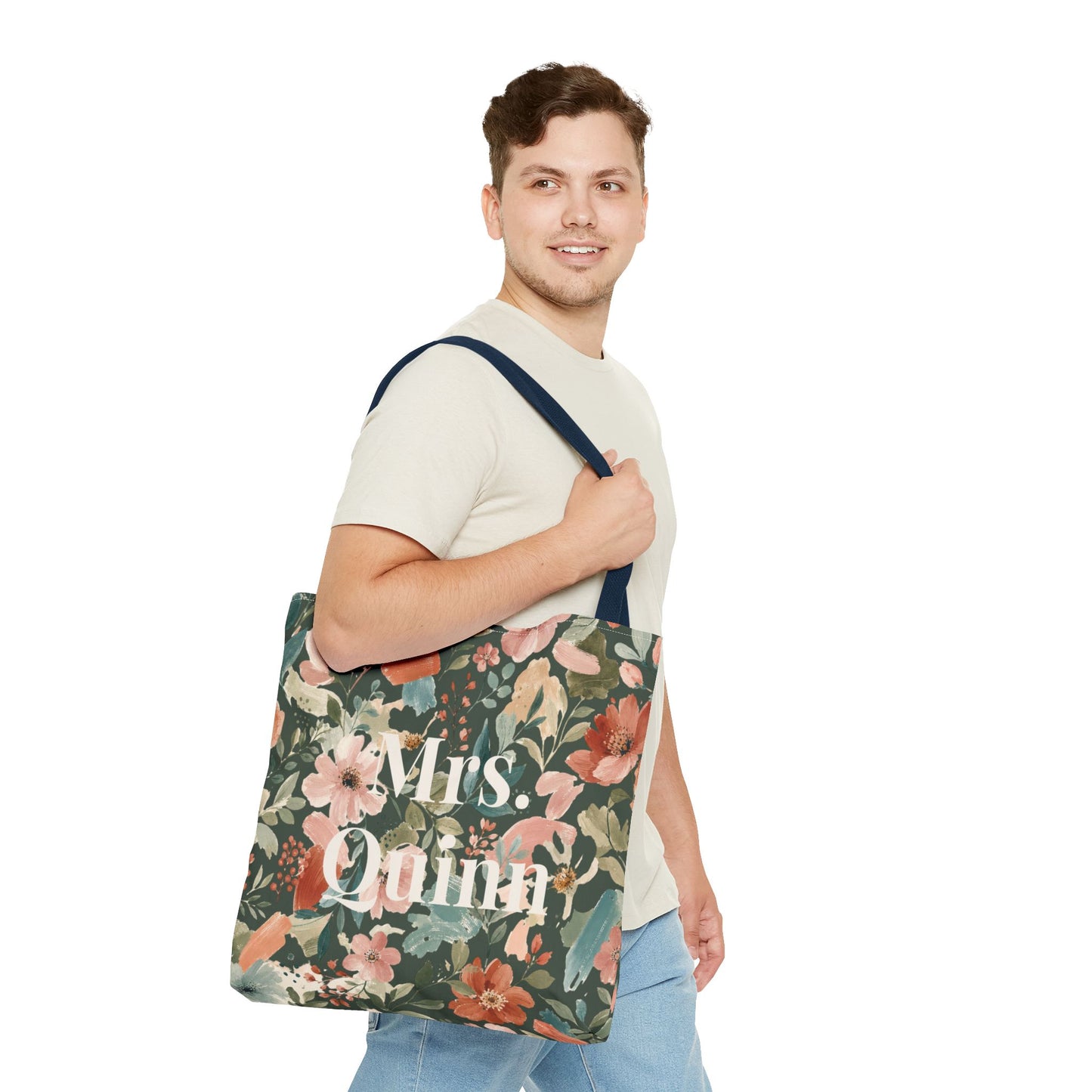 Personalized Floral Teacher Tote Bag: Custom Name Daily School Carryal
