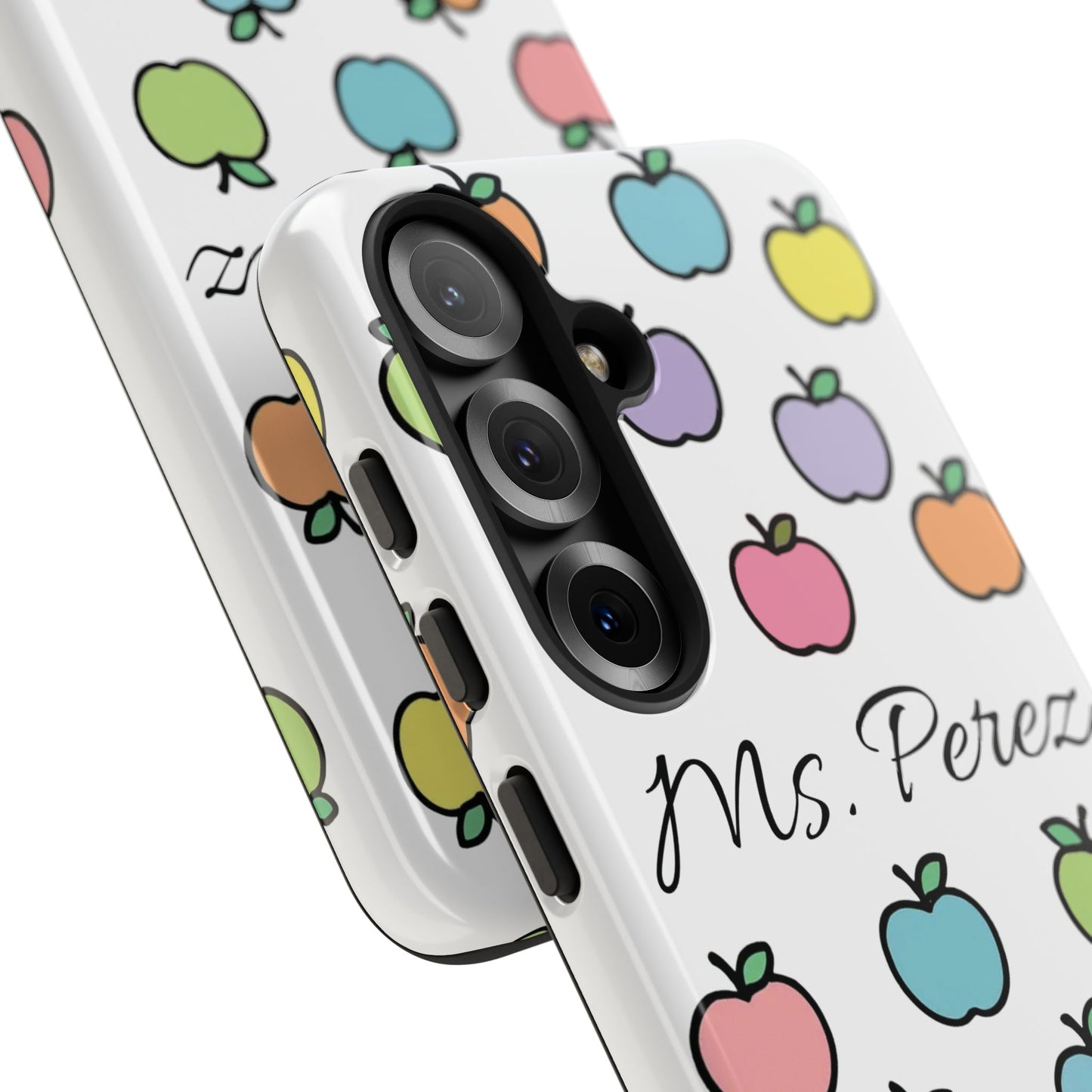 Personalized Teacher Apple Phone Case | Custom Name Teacher iPhone Case | Cute Apple Pattern Phone Case | Teacher Gift