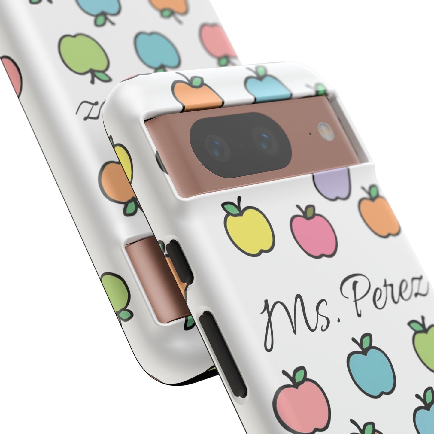 Personalized Teacher Apple Phone Case | Custom Name Teacher iPhone Case | Cute Apple Pattern Phone Case | Teacher Gift