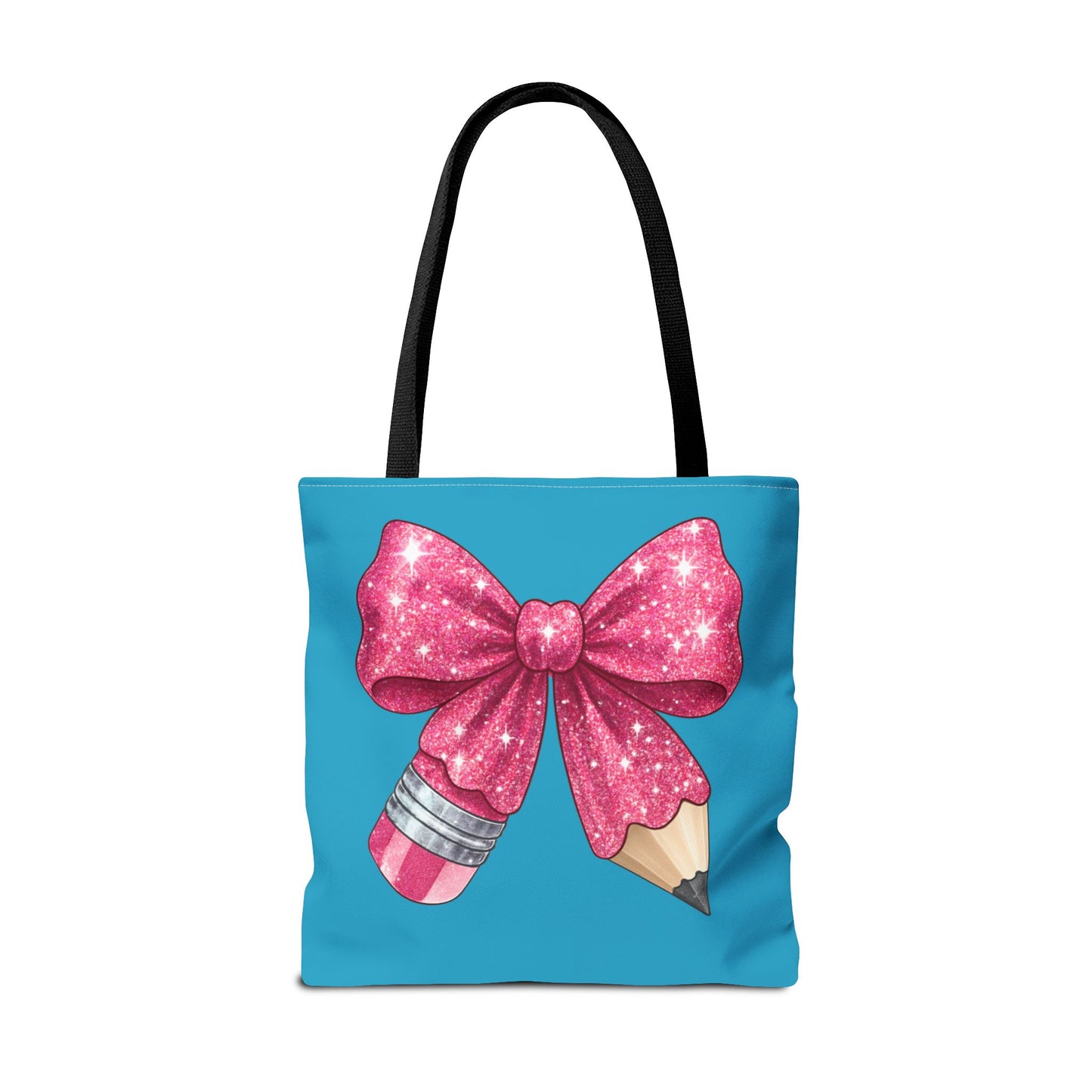 Pink Glitter Pencil & Eraser Tote Bag — Cute Teacher Gift