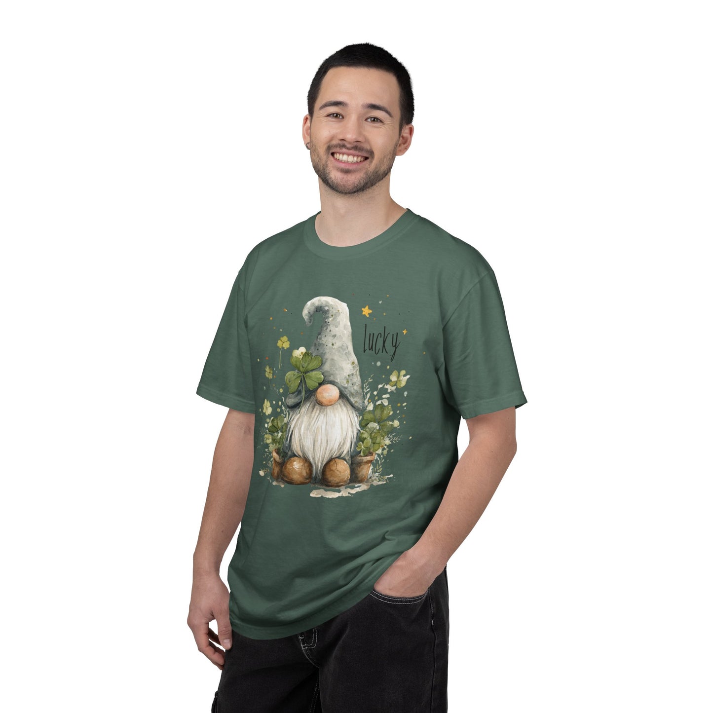 St. Patrick's Gnome T-Shirt — "Lucky" Shamrock Garden Tee