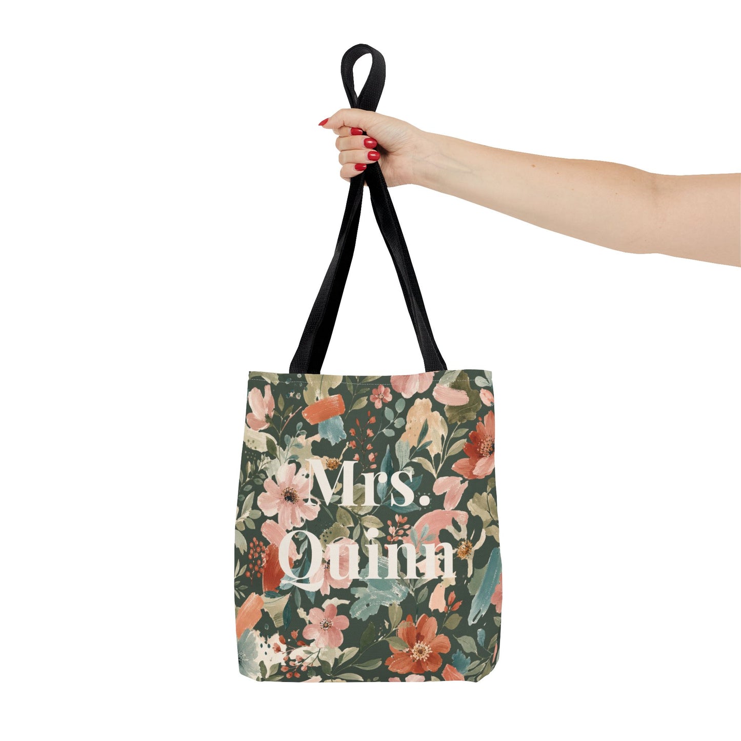 Personalized Floral Teacher Tote Bag: Custom Name Daily School Carryal