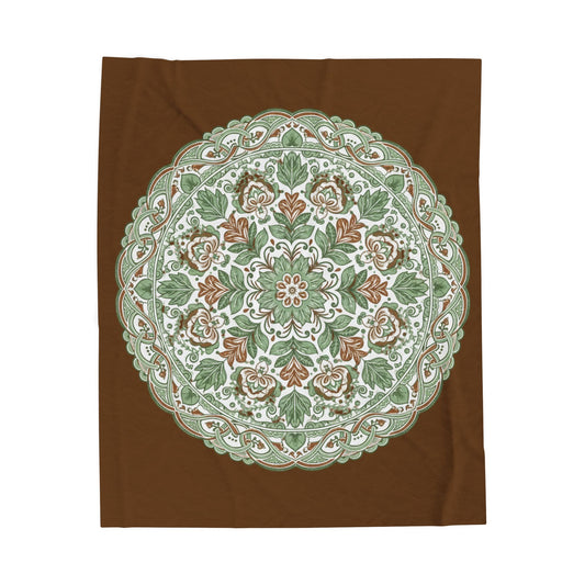 Botanical Mandala Throw Blanket | Cozy Earth Tone Blanket for Teachers | Calm Home Decor | Thoughtful Teacher Gift
