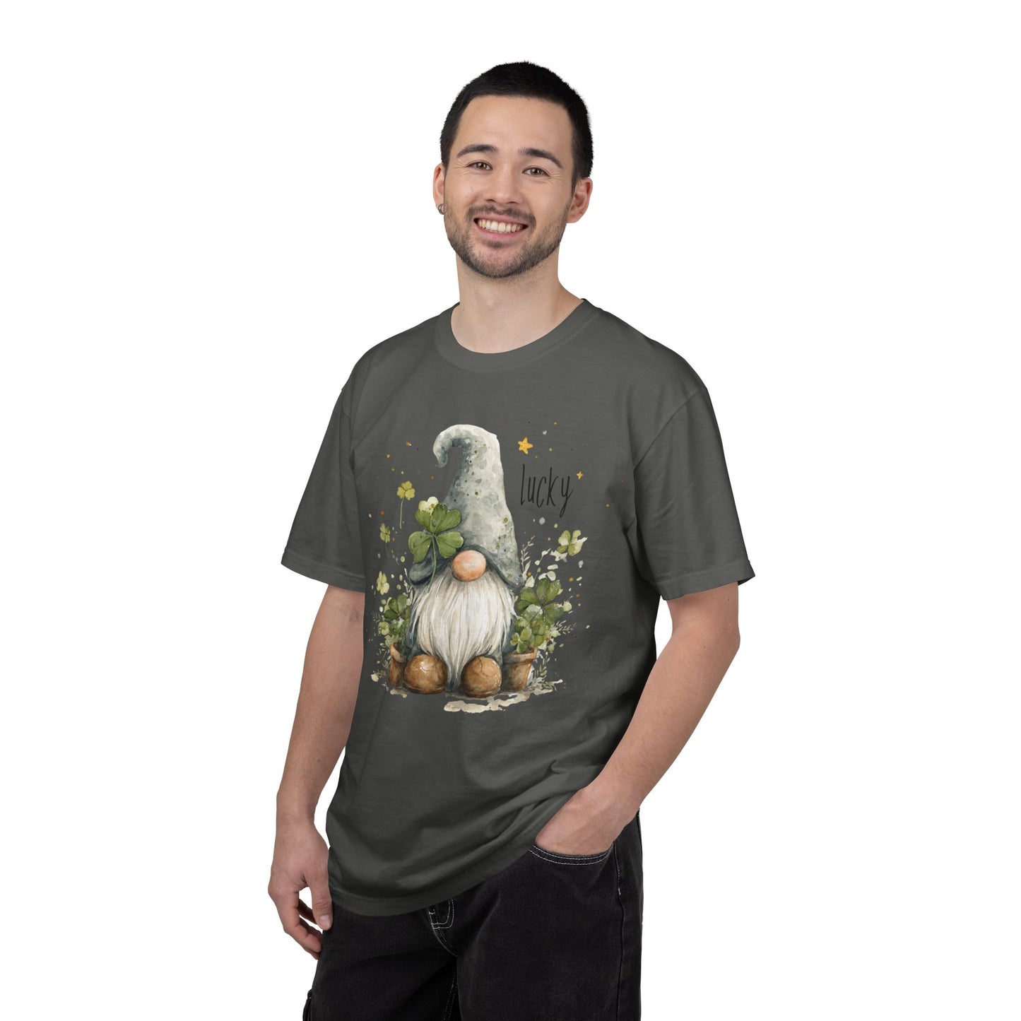 St. Patrick's Gnome T-Shirt — "Lucky" Shamrock Garden Tee