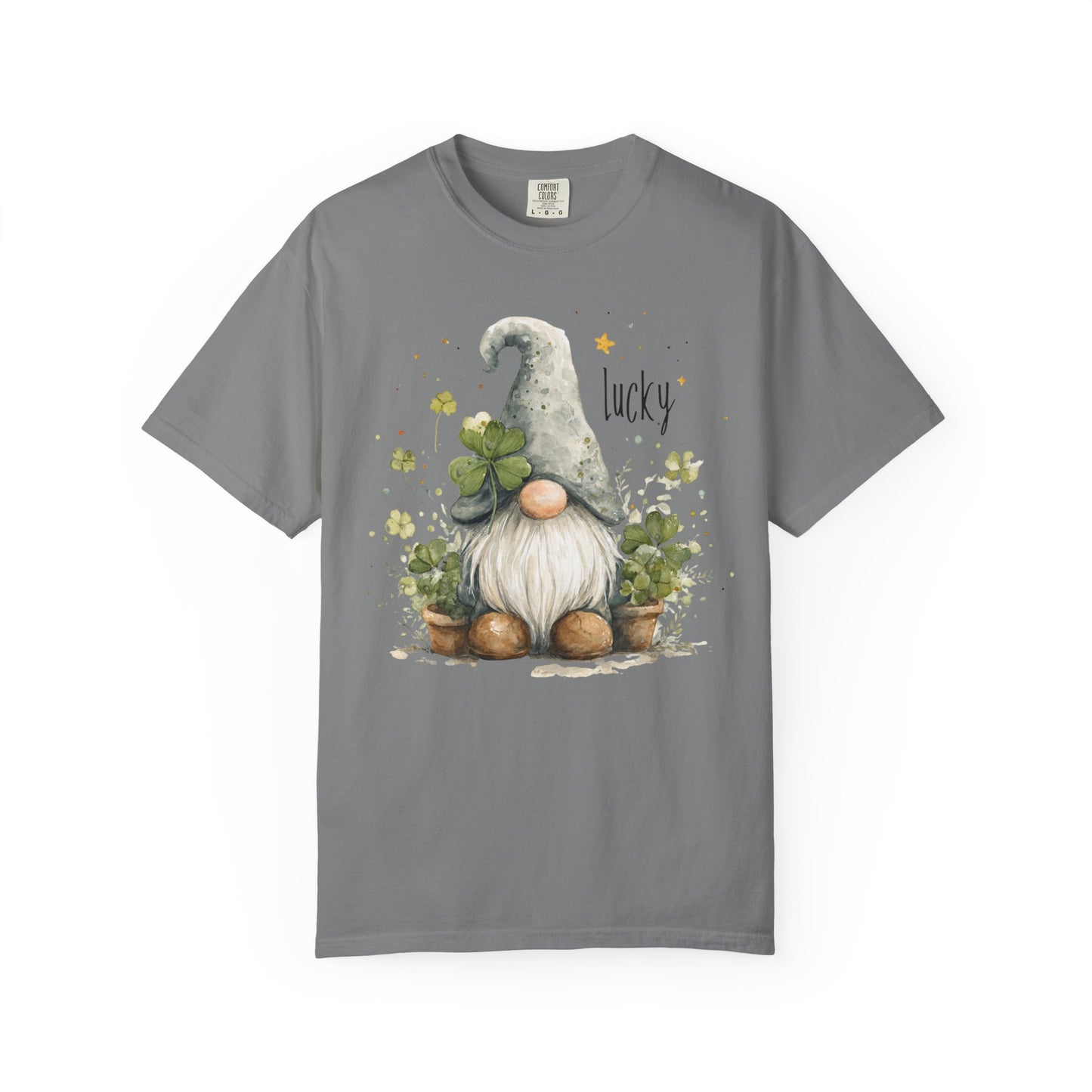 St. Patrick's Gnome T-Shirt — "Lucky" Shamrock Garden Tee
