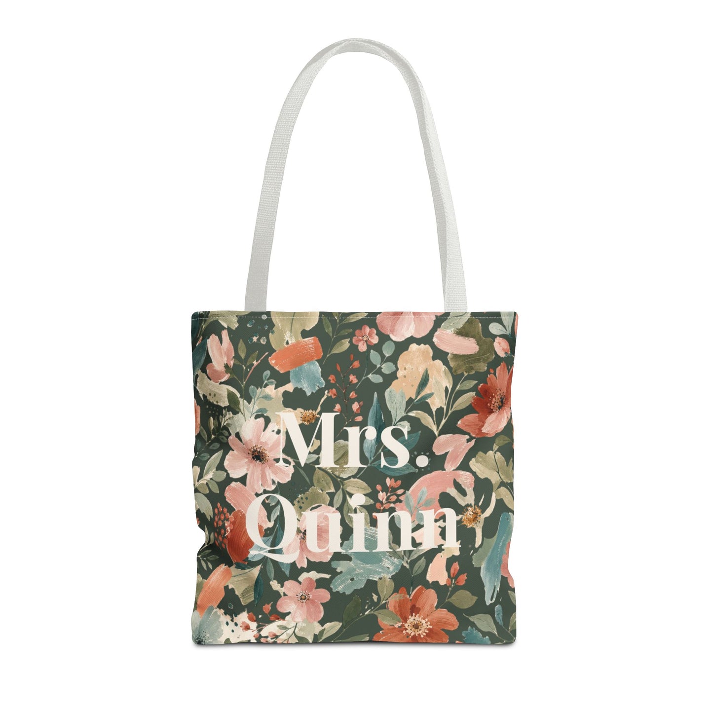 Personalized Floral Teacher Tote Bag: Custom Name Daily School Carryal