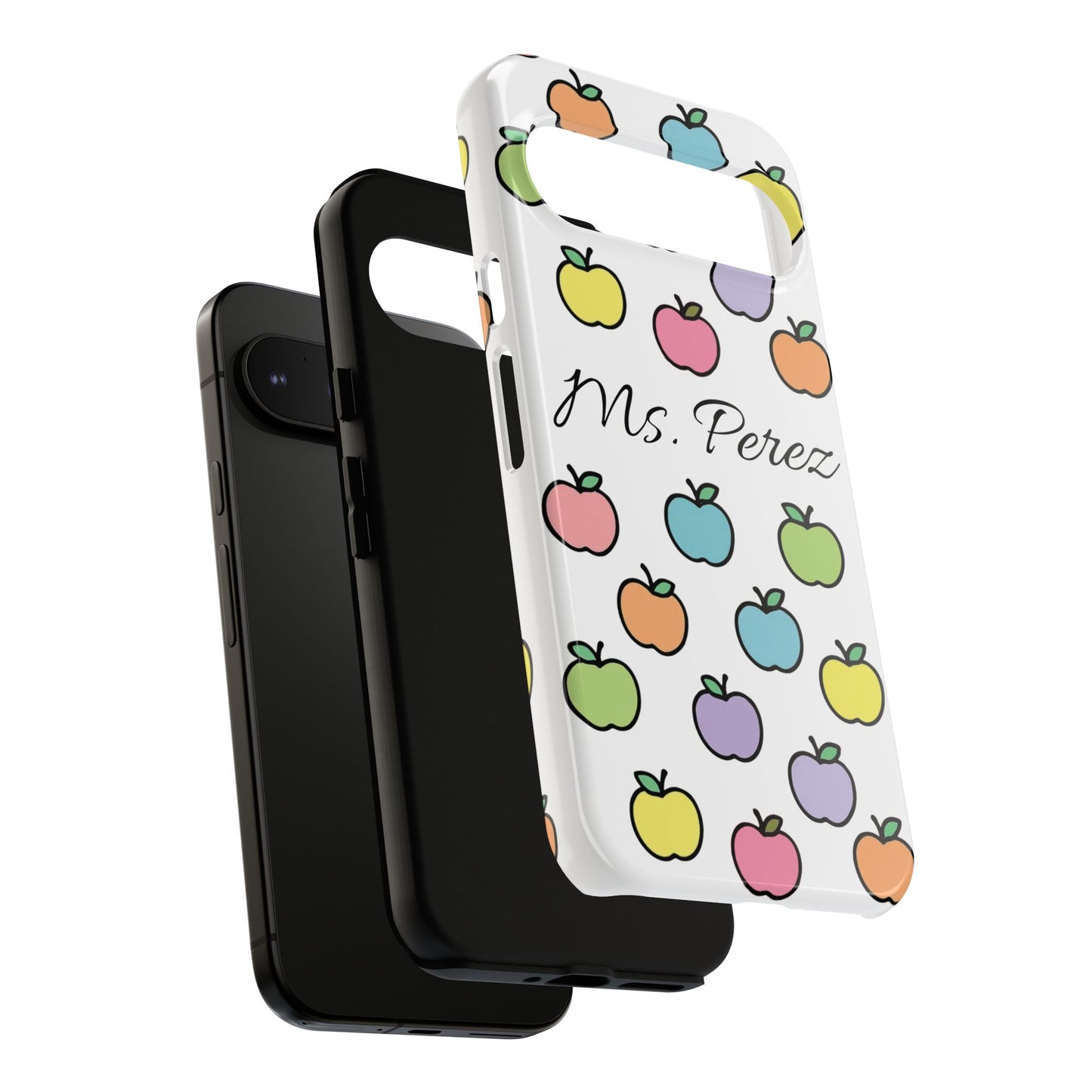 Personalized Teacher Apple Phone Case | Custom Name Teacher iPhone Case | Cute Apple Pattern Phone Case | Teacher Gift