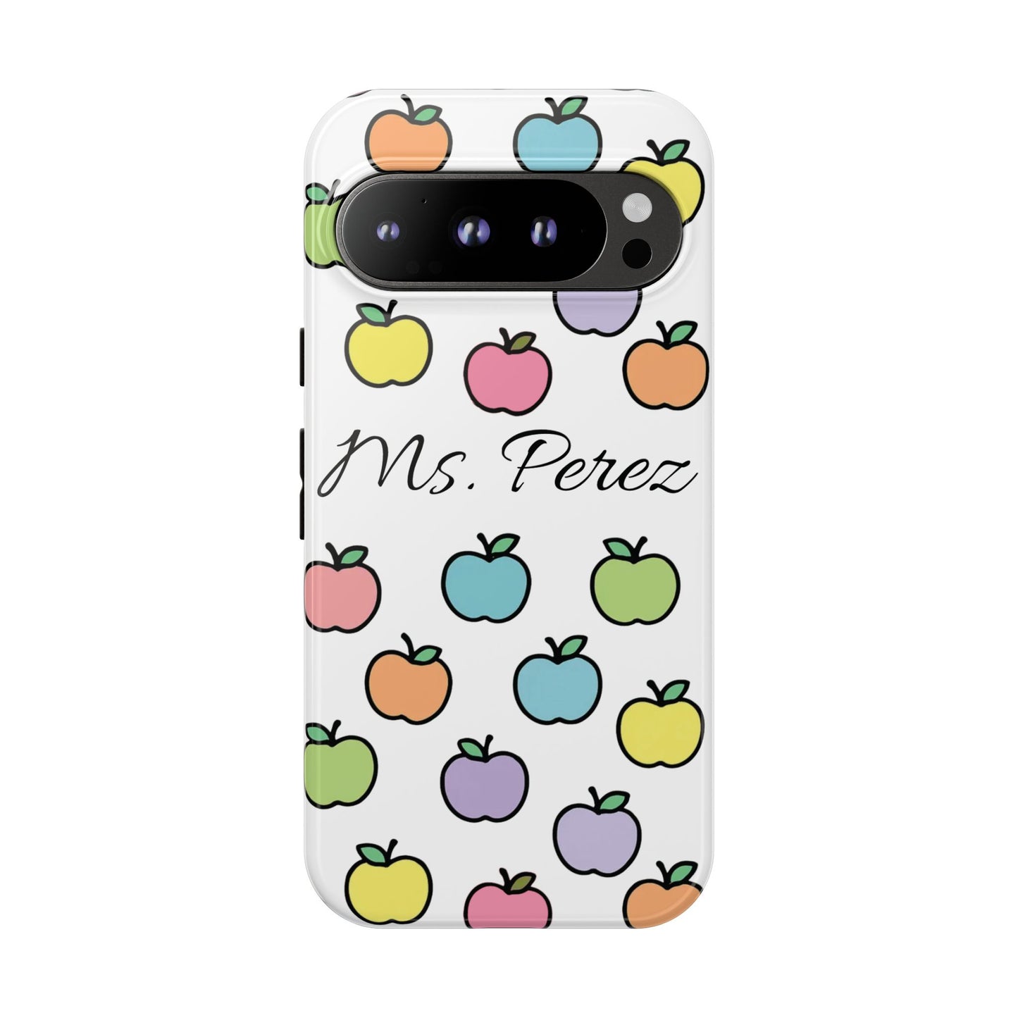 Personalized Teacher Apple Phone Case | Custom Name Teacher iPhone Case | Cute Apple Pattern Phone Case | Teacher Gift