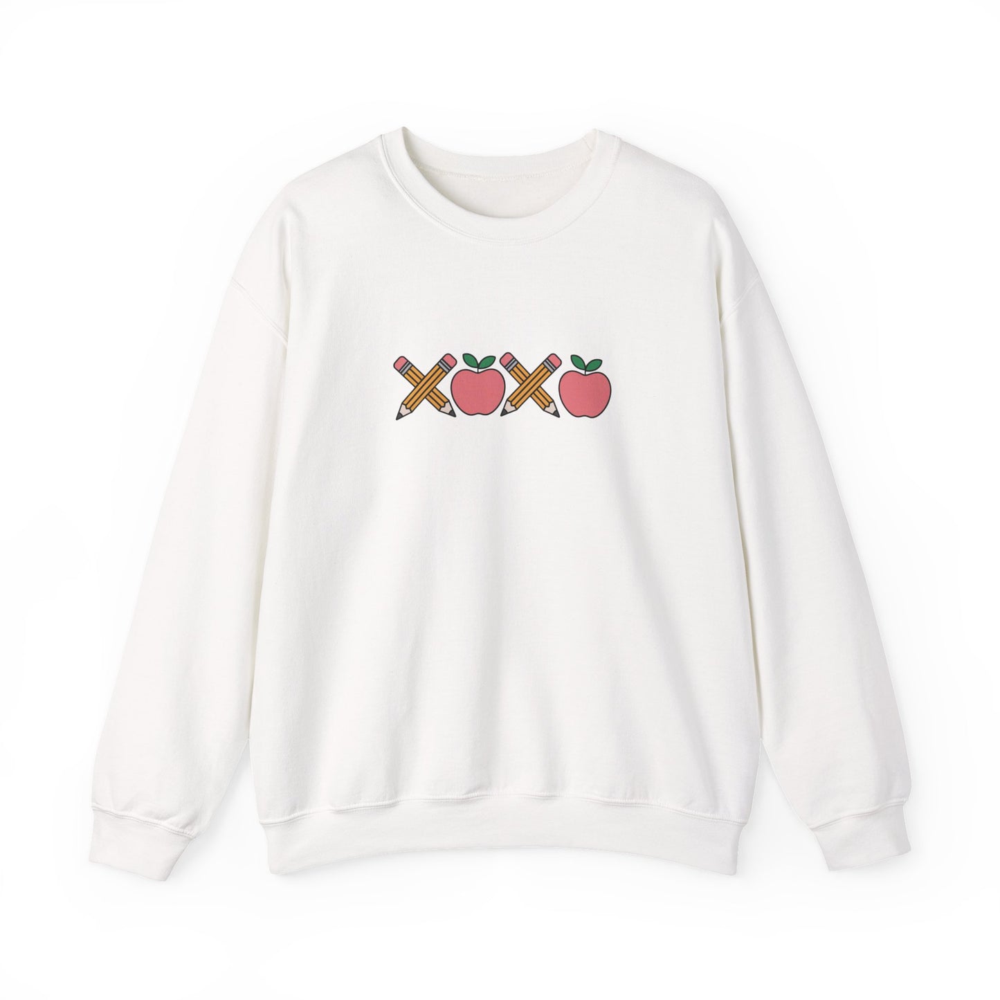 Apple XOXO Crewneck Sweatshirt — Cute Teacher Appreciation / Back-to-School Sweatshirt