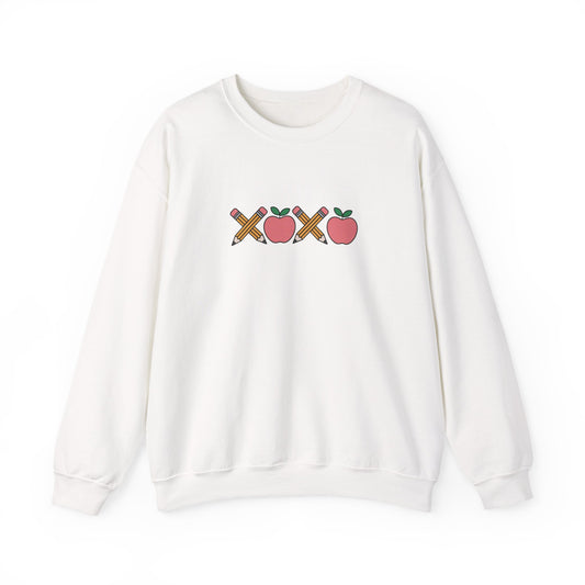 Apple XOXO Crewneck Sweatshirt — Cute Teacher Appreciation / Back-to-School Sweatshirt