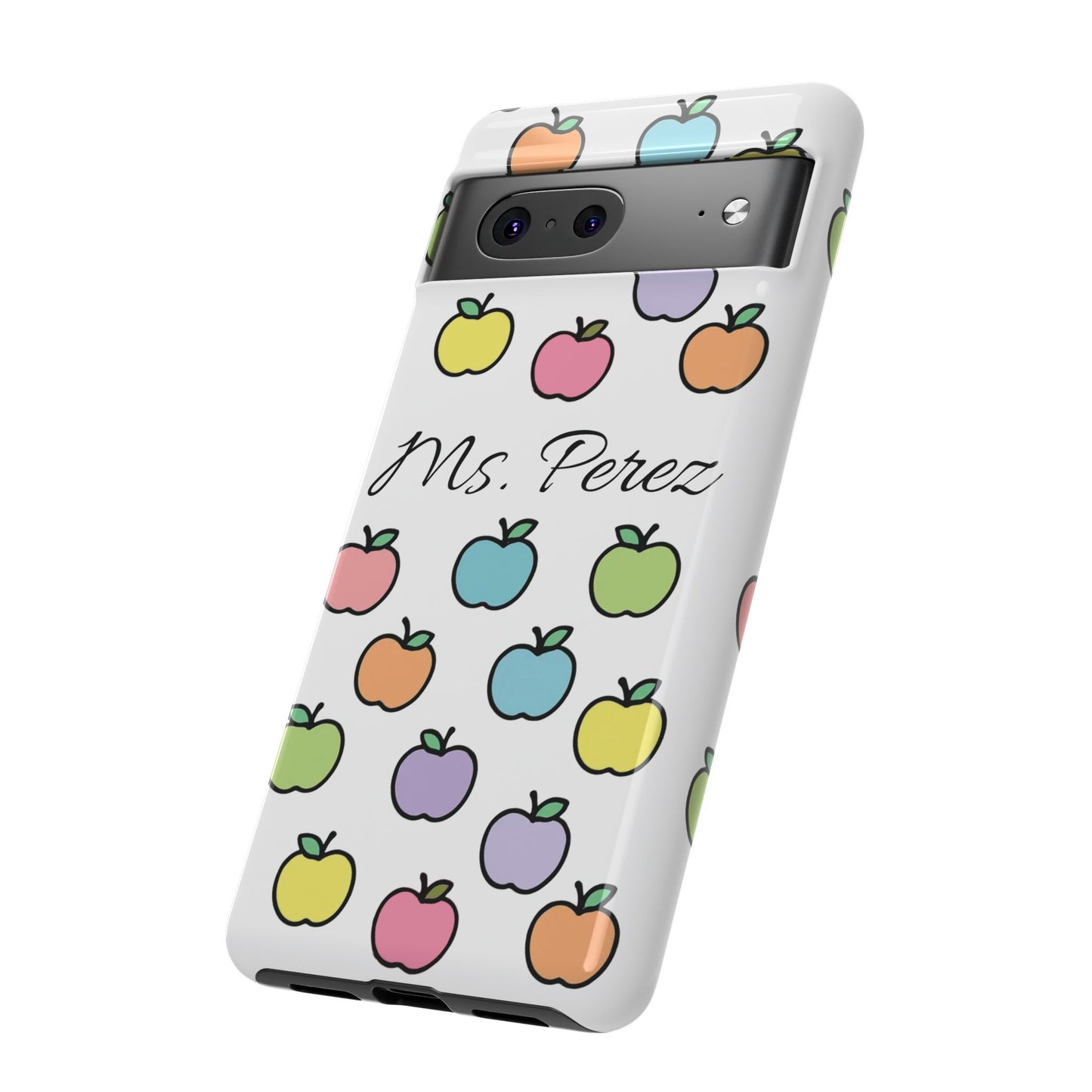 Personalized Teacher Apple Phone Case | Custom Name Teacher iPhone Case | Cute Apple Pattern Phone Case | Teacher Gift