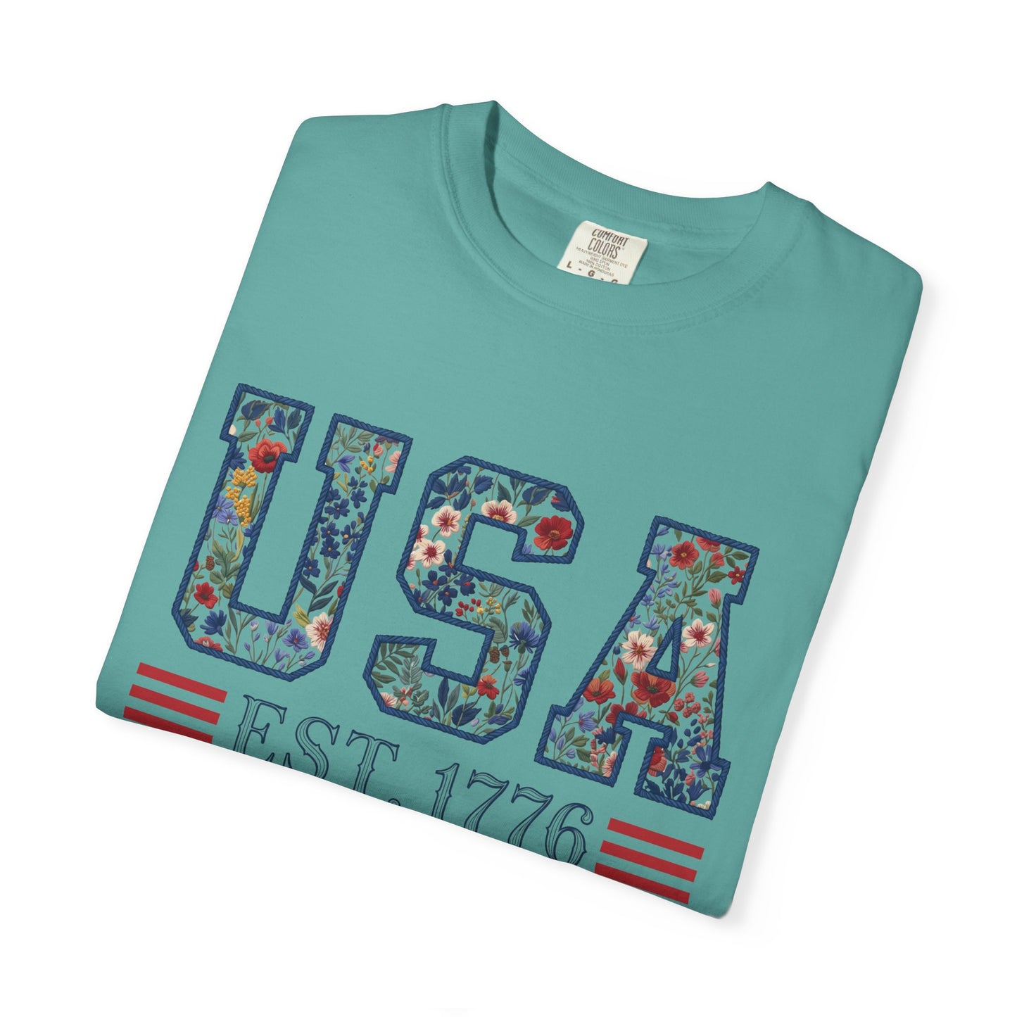 Floral USA Comfort Colors Teacher Shirt: Patriotic History Teacher Tee