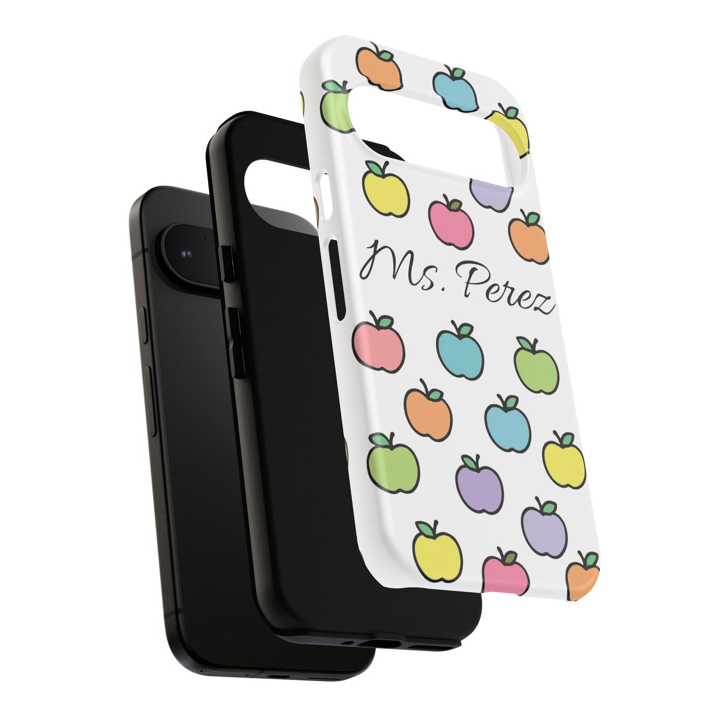 Personalized Teacher Apple Phone Case | Custom Name Teacher iPhone Case | Cute Apple Pattern Phone Case | Teacher Gift