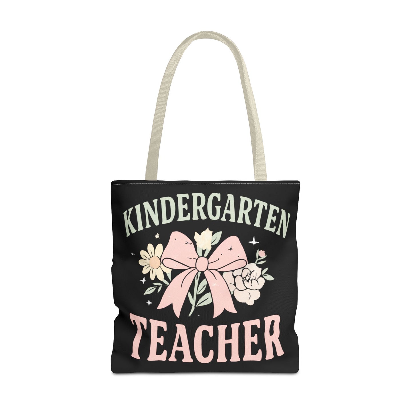 Kindergarten Teacher Floral Tote Bag – Cute Bow & Flowers Teacher Gift