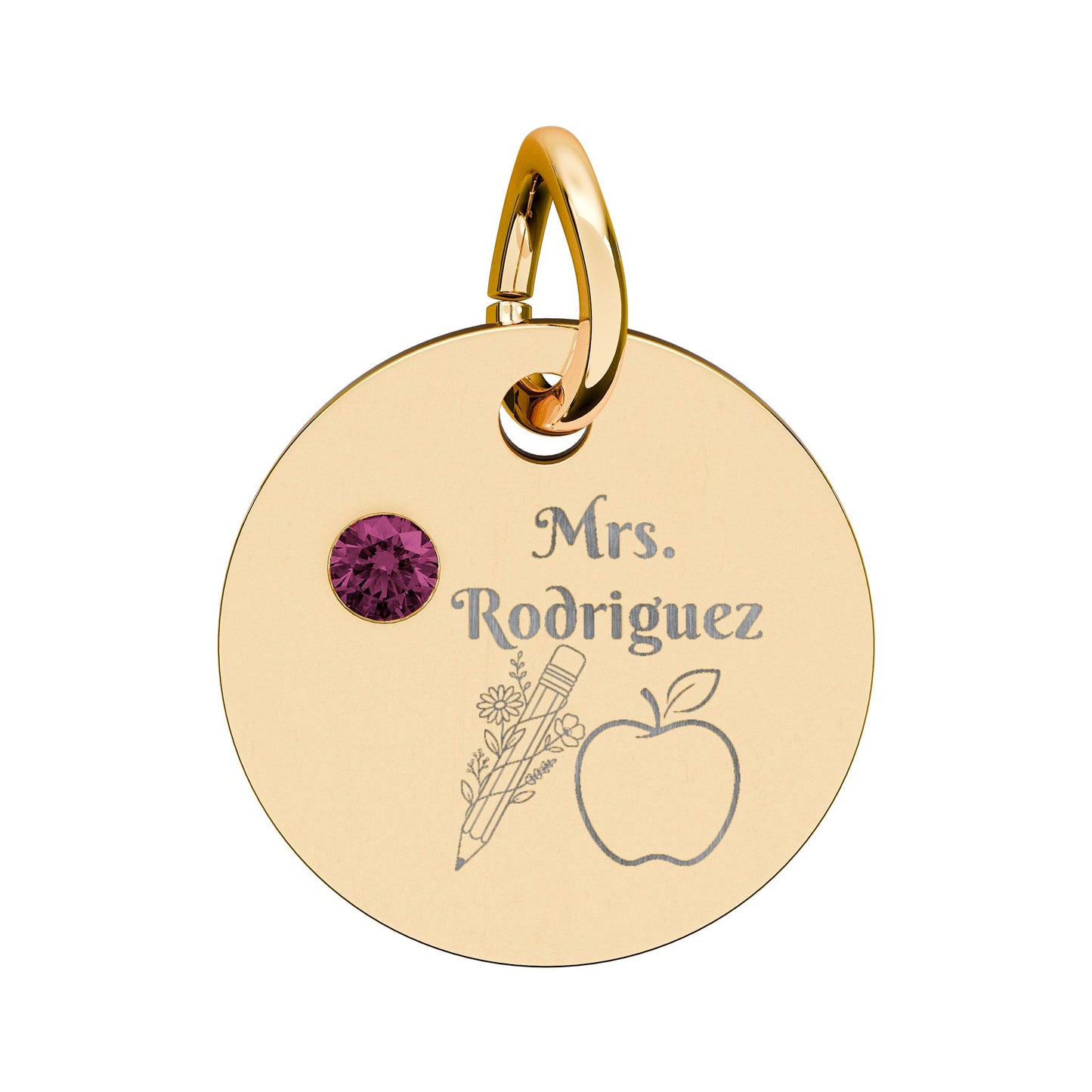 Personalized Teacher Birthstone Charm