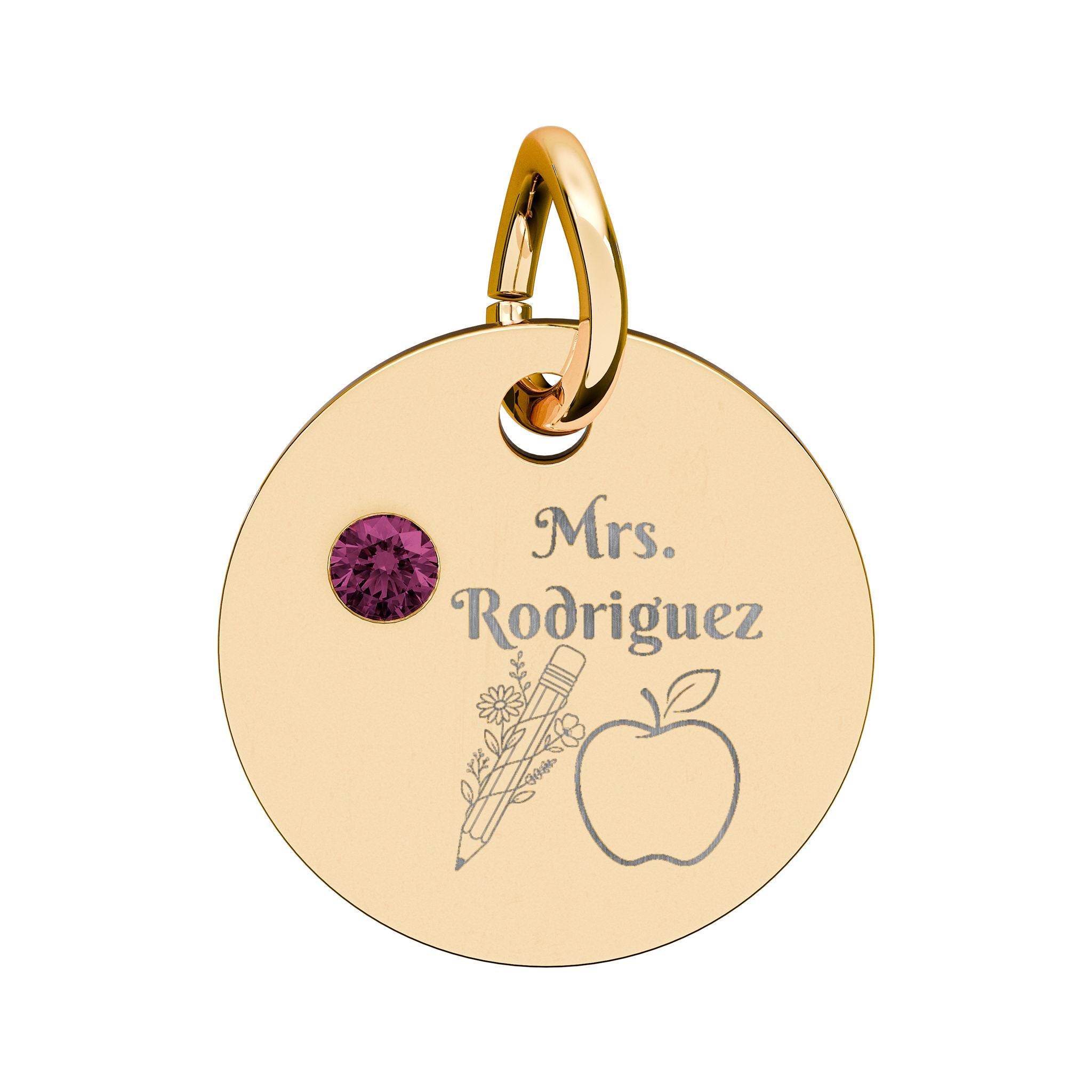 Personalized Teacher Birthstone Charm