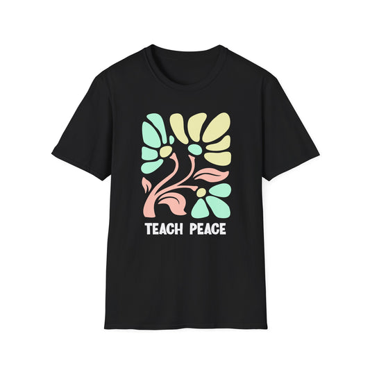 Teach Peace Floral T-Shirt — Retro Pastel Flower Graphic Tee