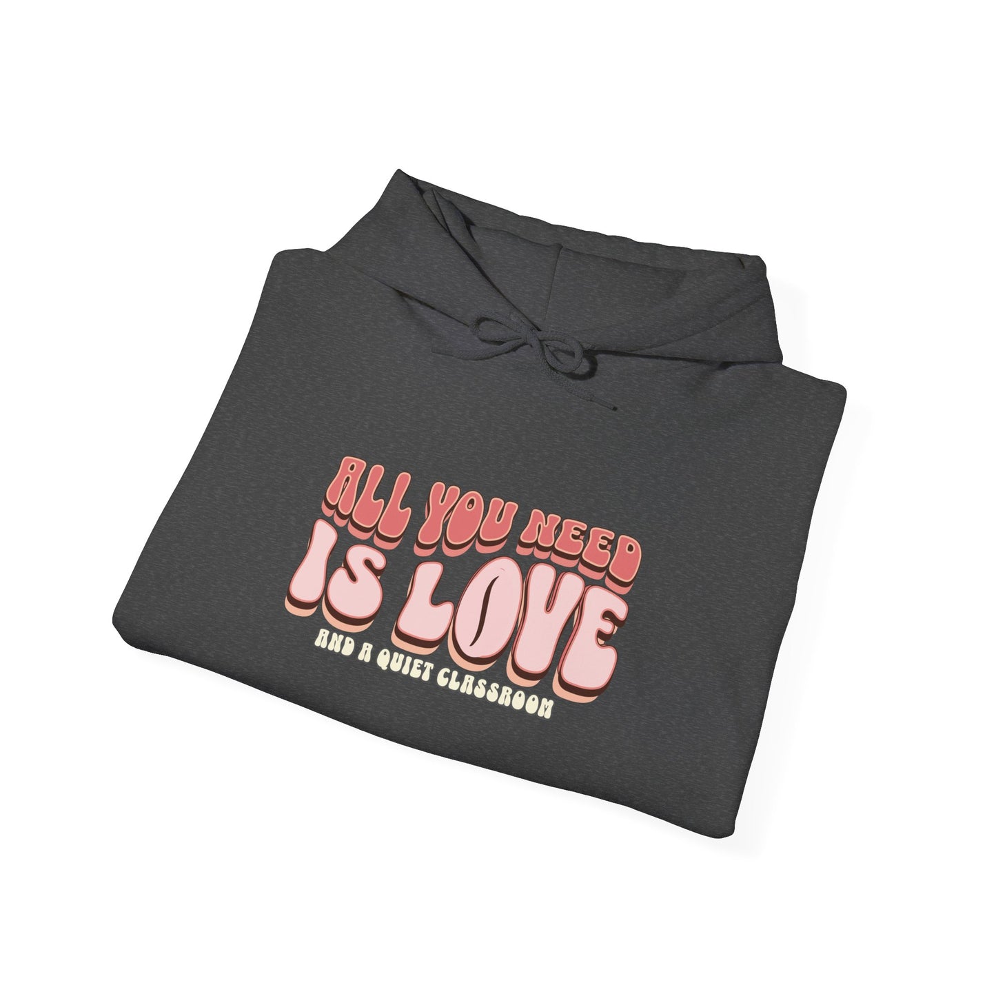 All You Need Is Love Hoodie — Retro Pink Typography Valentine's Sweatshirt