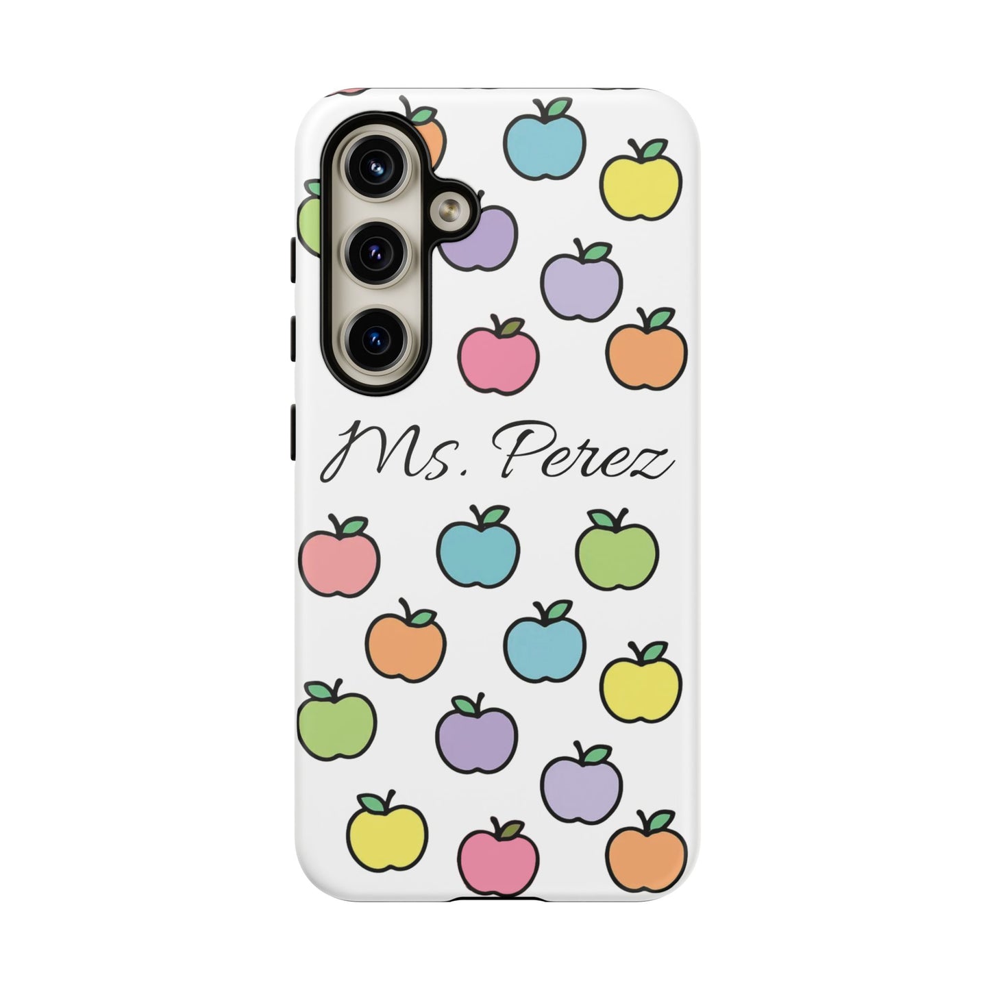Personalized Teacher Apple Phone Case | Custom Name Teacher iPhone Case | Cute Apple Pattern Phone Case | Teacher Gift