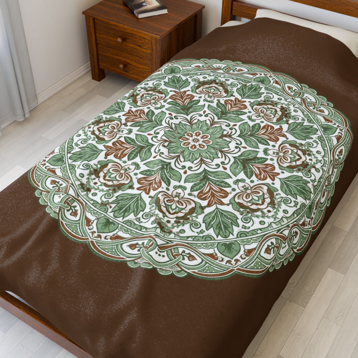 Botanical Mandala Throw Blanket | Cozy Earth Tone Blanket for Teachers | Calm Home Decor | Thoughtful Teacher Gift