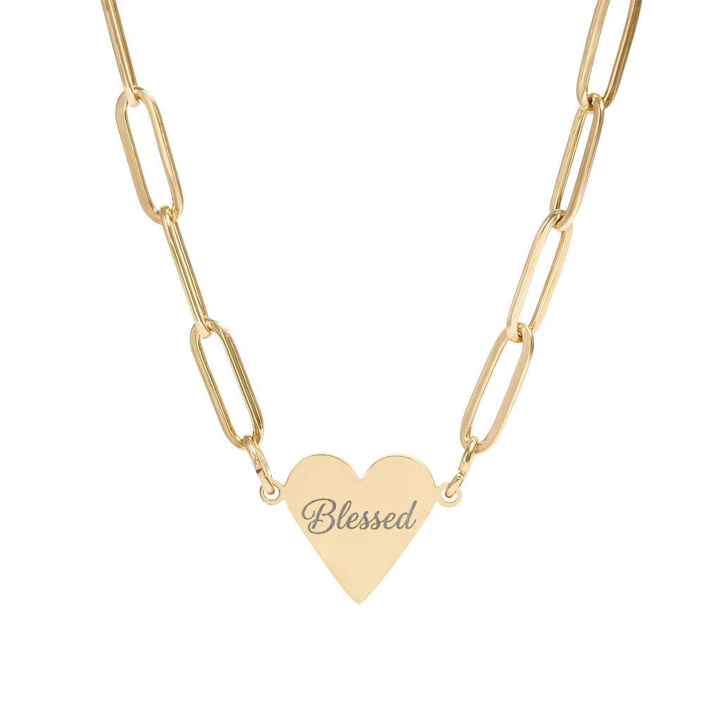 Blessed Heart Paperclip Chain Necklace