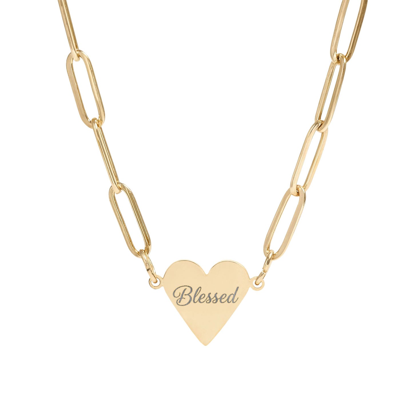 Blessed Heart Paperclip Chain Necklace