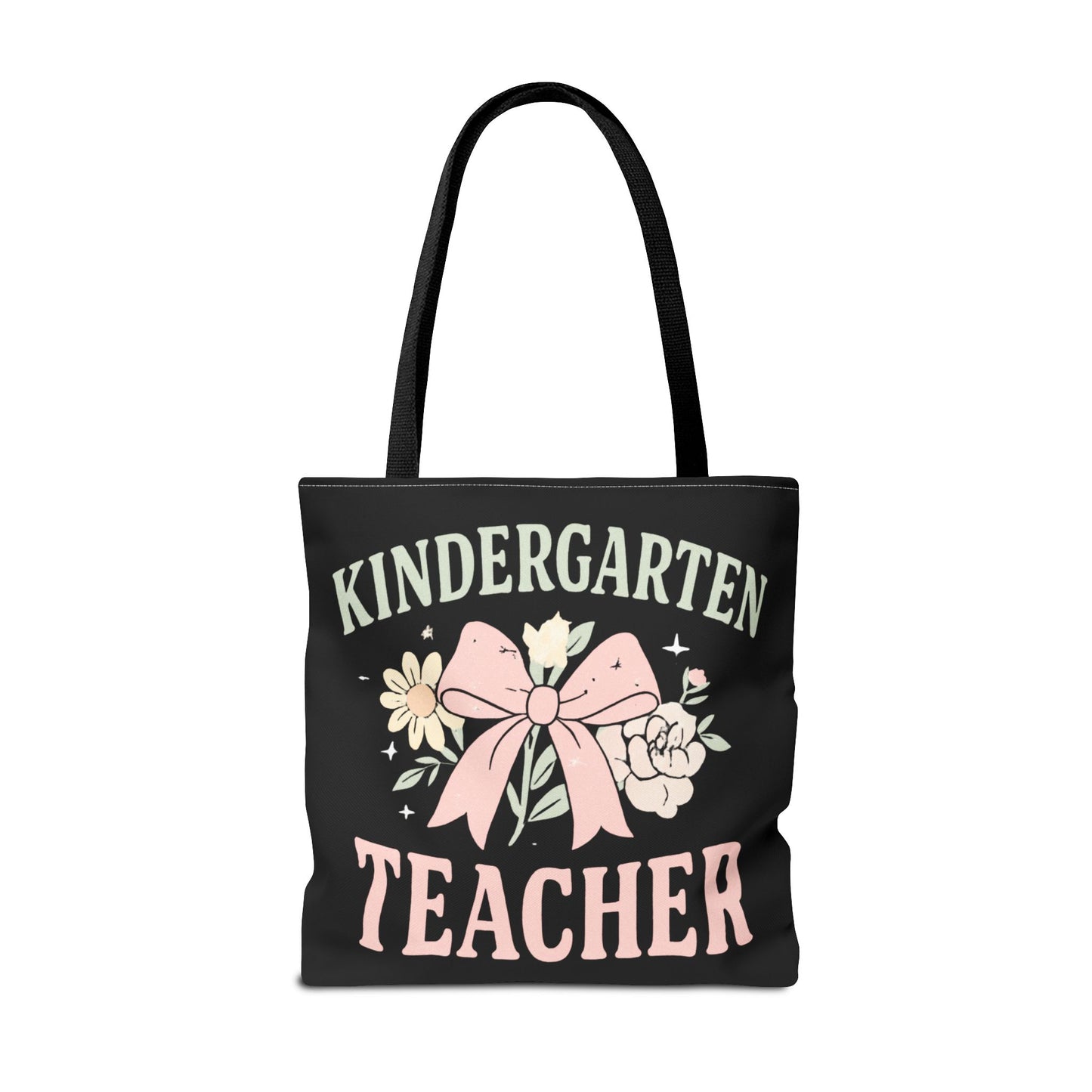 Kindergarten Teacher Floral Tote Bag – Cute Bow & Flowers Teacher Gift