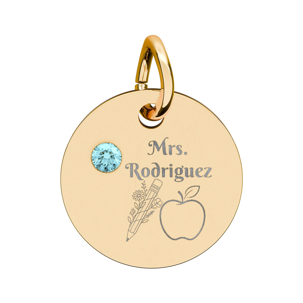 Personalized Teacher Birthstone Charm