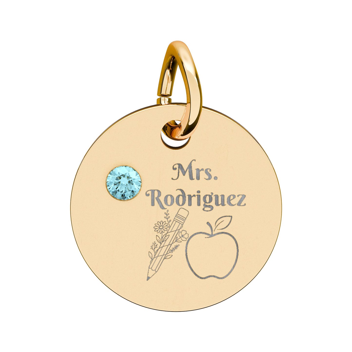 Personalized Teacher Birthstone Charm