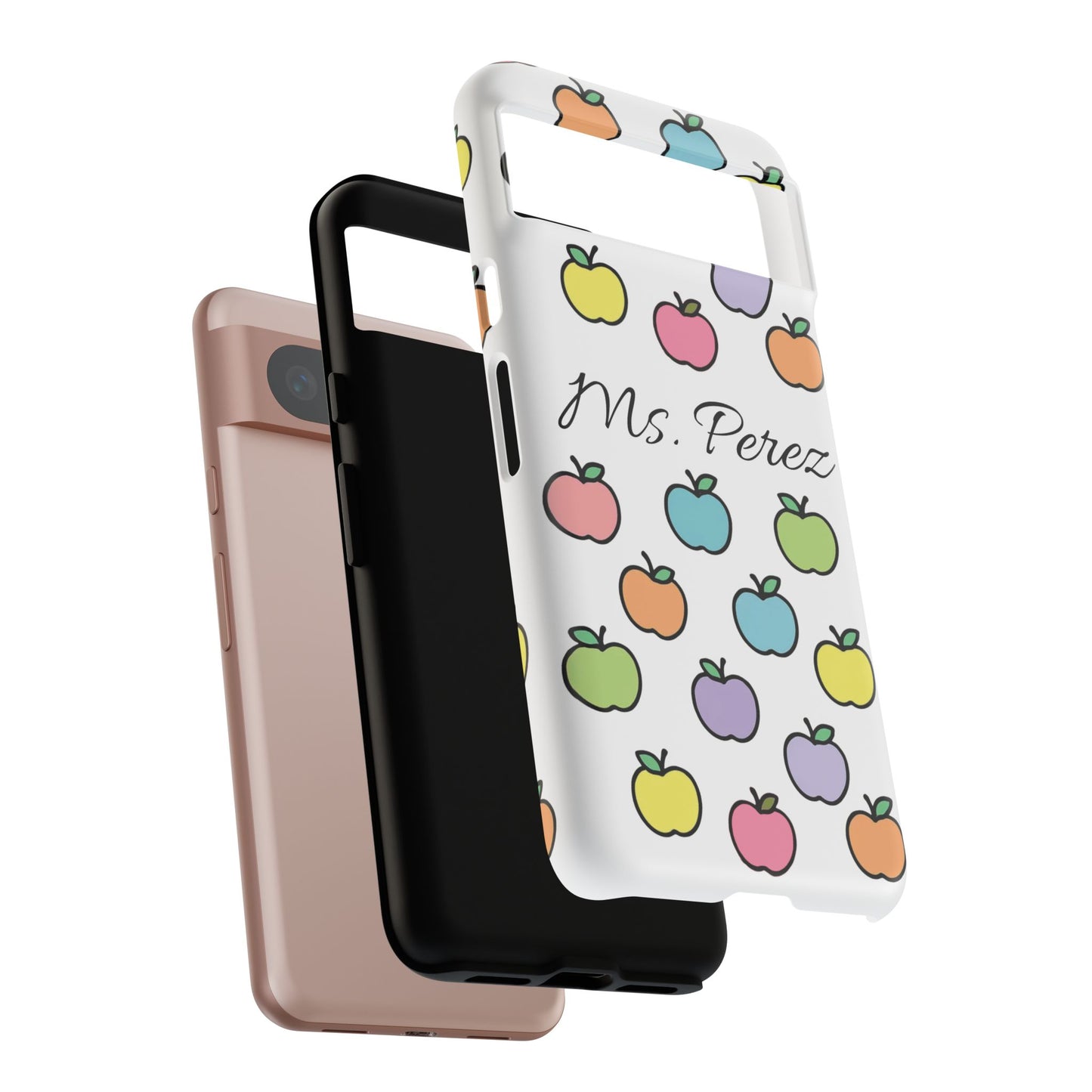 Personalized Teacher Apple Phone Case | Custom Name Teacher iPhone Case | Cute Apple Pattern Phone Case | Teacher Gift