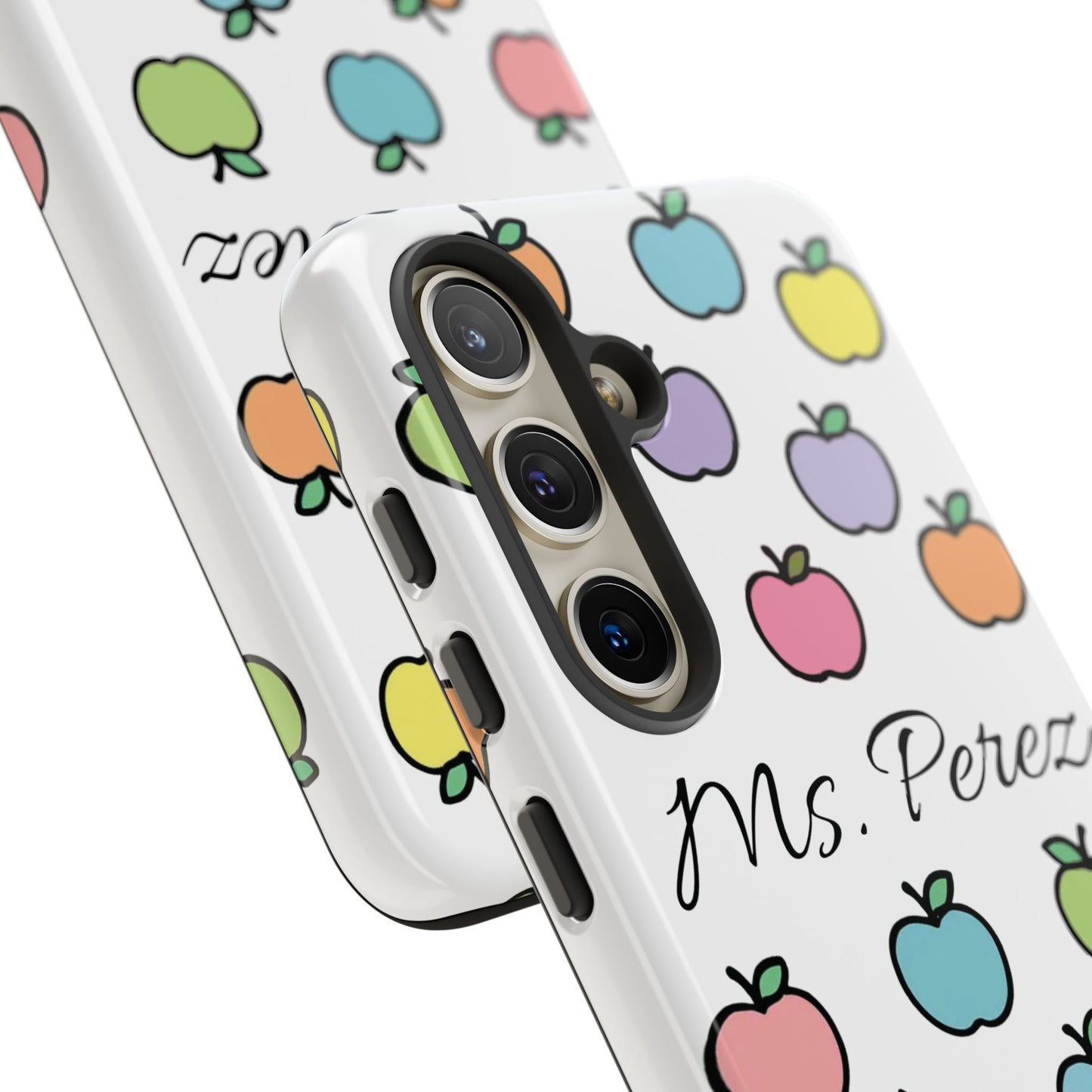 Personalized Teacher Apple Phone Case | Custom Name Teacher iPhone Case | Cute Apple Pattern Phone Case | Teacher Gift
