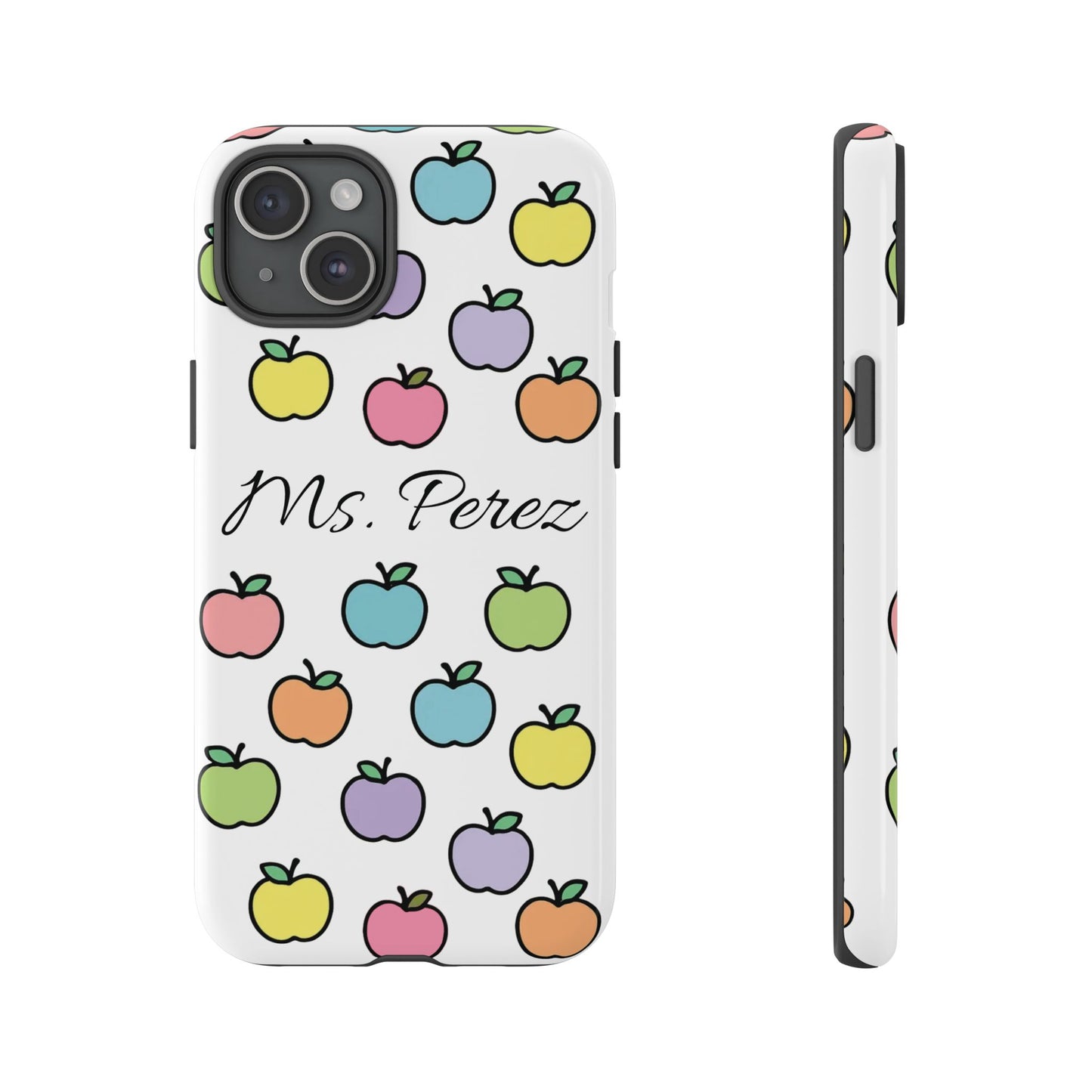 Personalized Teacher Apple Phone Case | Custom Name Teacher iPhone Case | Cute Apple Pattern Phone Case | Teacher Gift