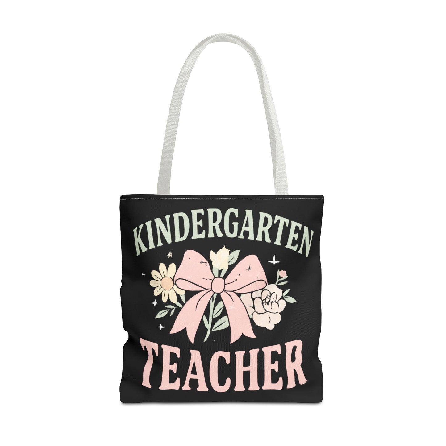 Kindergarten Teacher Floral Tote Bag – Cute Bow & Flowers Teacher Gift