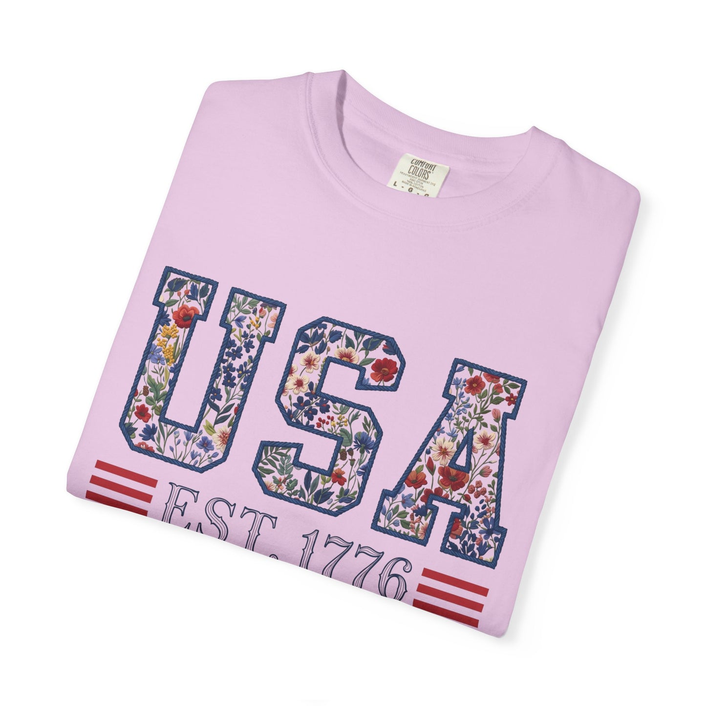Floral USA Comfort Colors Teacher Shirt: Patriotic History Teacher Tee