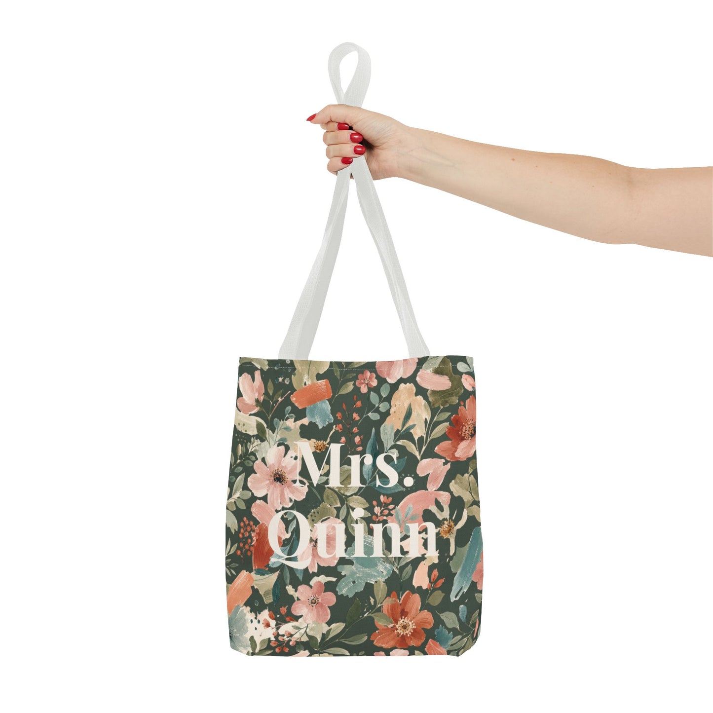 Personalized Floral Teacher Tote Bag: Custom Name Daily School Carryal