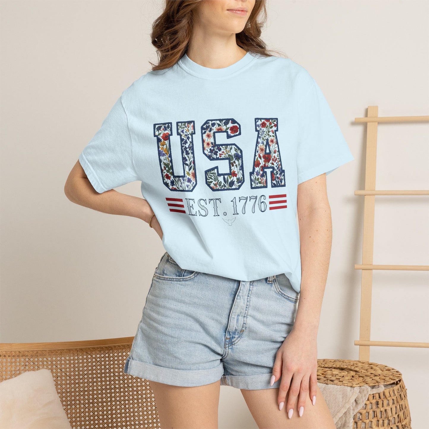 Floral USA Comfort Colors Teacher Shirt: Patriotic History Teacher Tee