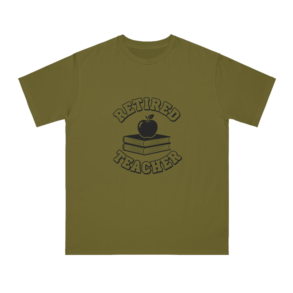 Organic "Retired Teacher" T-Shirt — Vintage Apple & Books Retirement Gift Tee