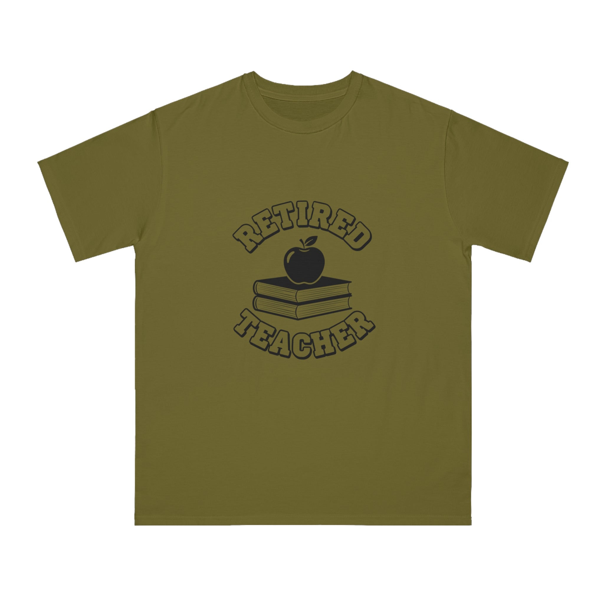 Organic "Retired Teacher" T-Shirt — Vintage Apple & Books Retirement Gift Tee