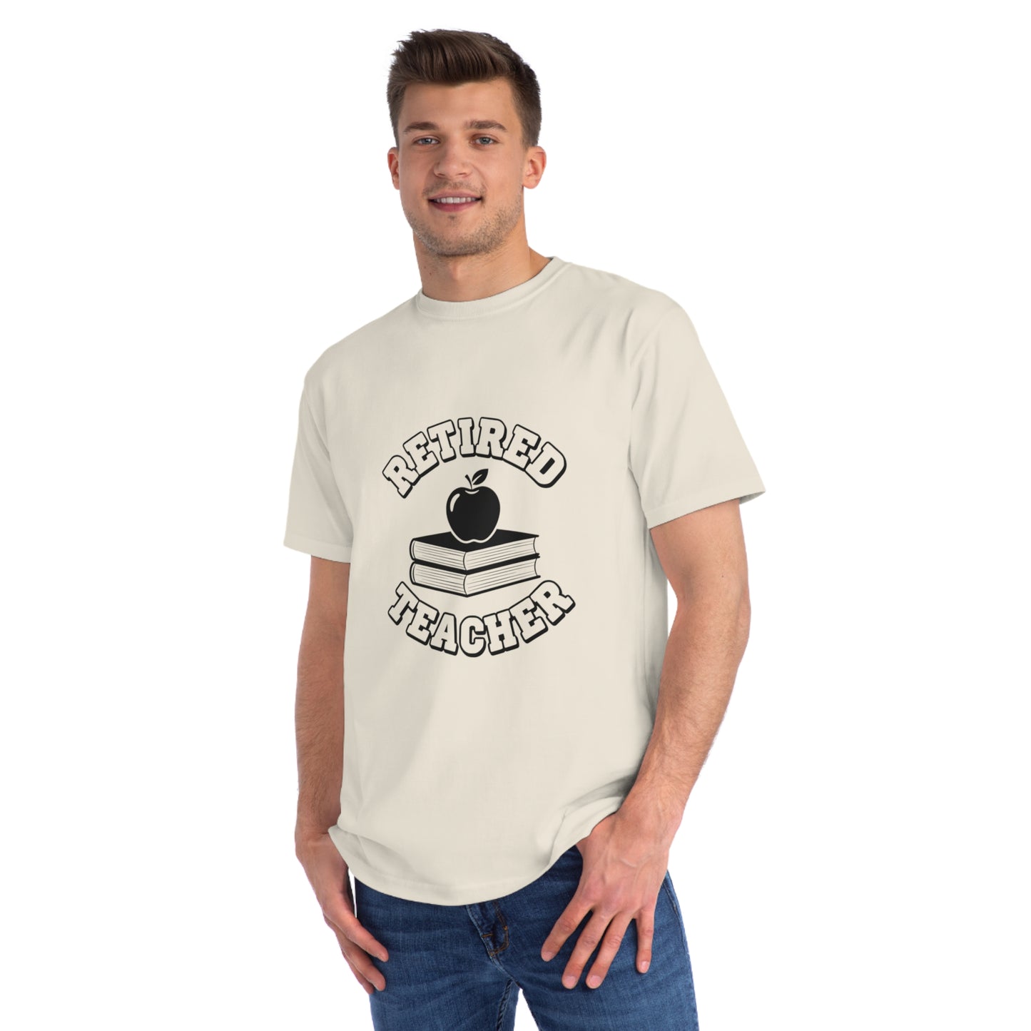Organic "Retired Teacher" T-Shirt — Vintage Apple & Books Retirement Gift Tee