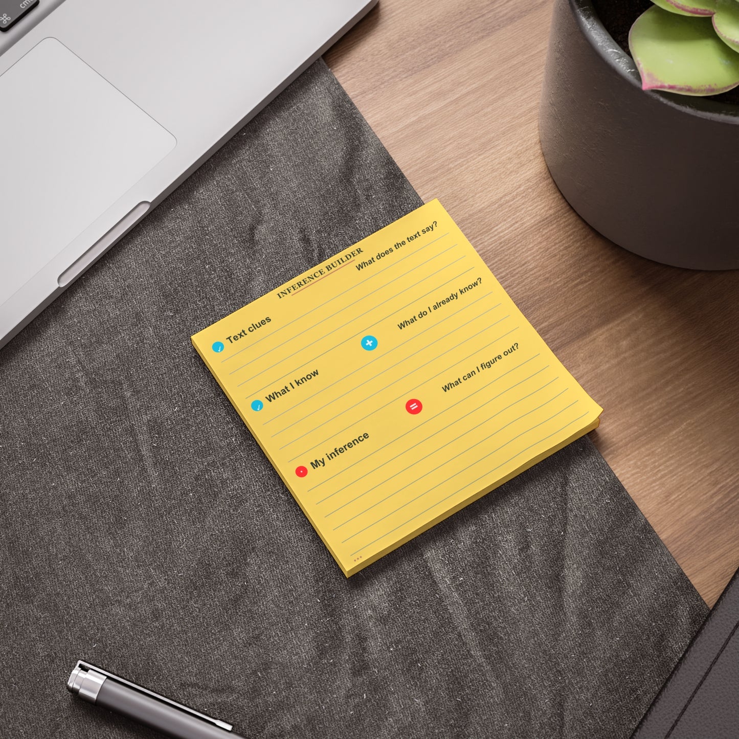 Inference Sticky Note Pad, 4×4 Reading Strategy Tool for Teachers