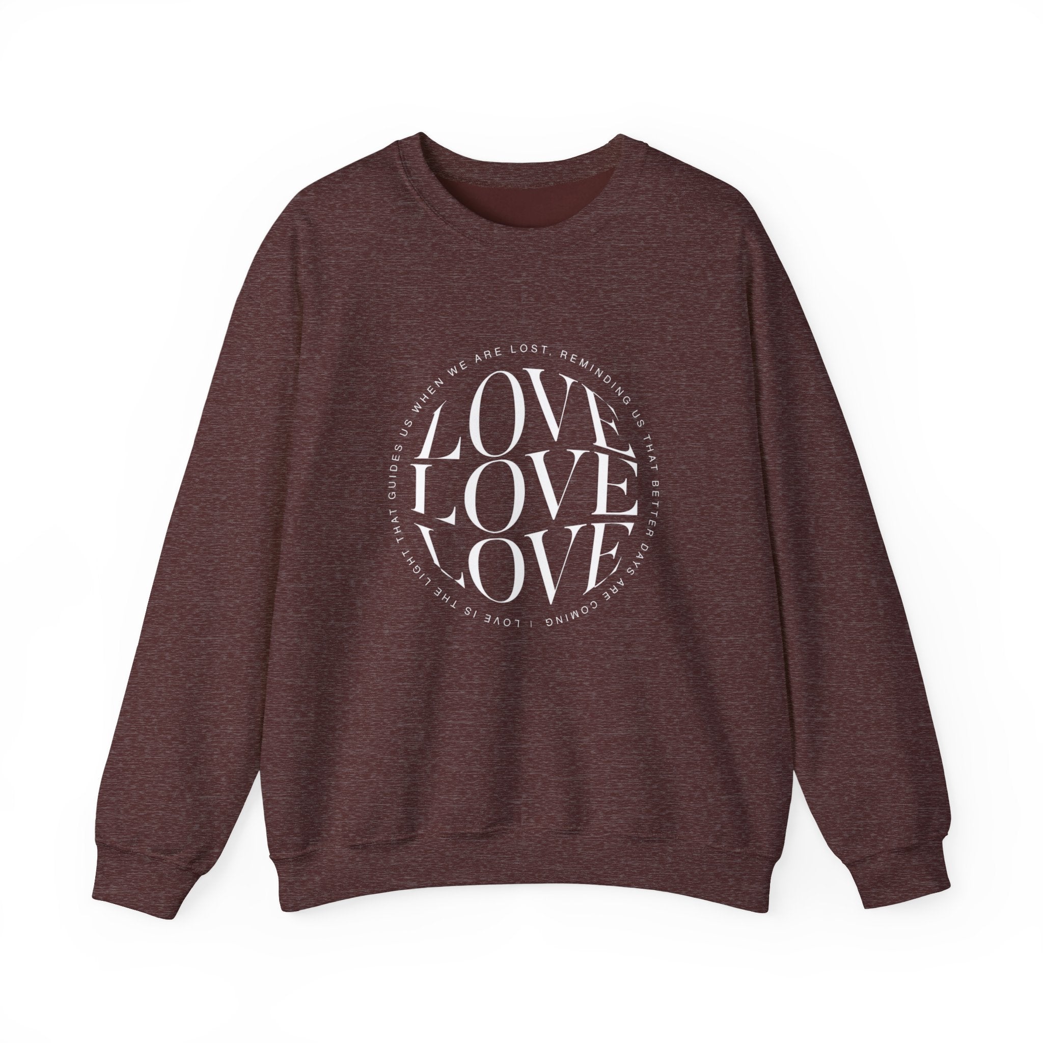 Love Circle Crewneck Sweatshirt — 'LOVE LOVE LOVE' Graphic Pullover