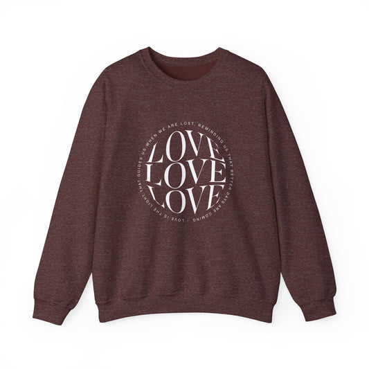 Love Circle Crewneck Sweatshirt — 'LOVE LOVE LOVE' Graphic Pullover