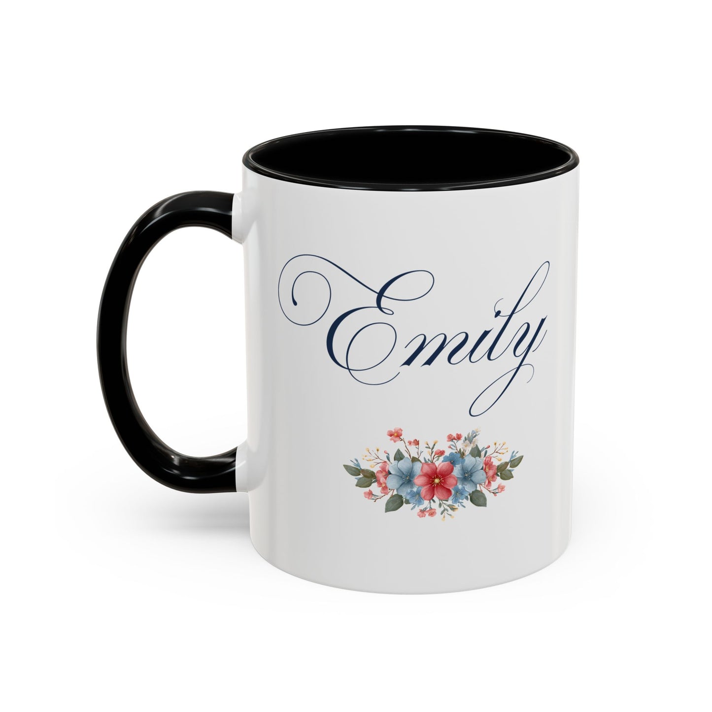 Personalized Patriotic Mug, Custom Name Ceramic Coffee Cup, USA Floral Accent Mug, Fourth of July Hostess Gift, 11oz 15oz