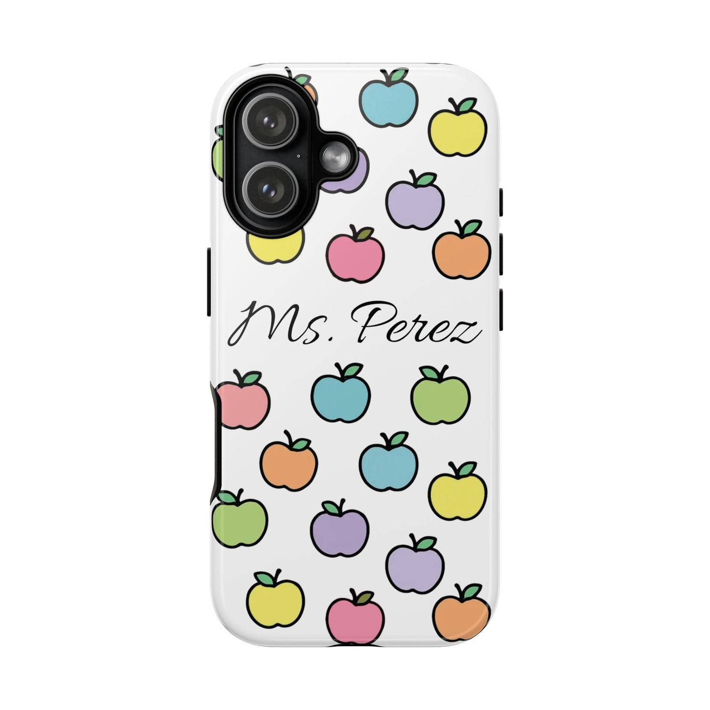 Personalized Teacher Apple Phone Case | Custom Name Teacher iPhone Case | Cute Apple Pattern Phone Case | Teacher Gift