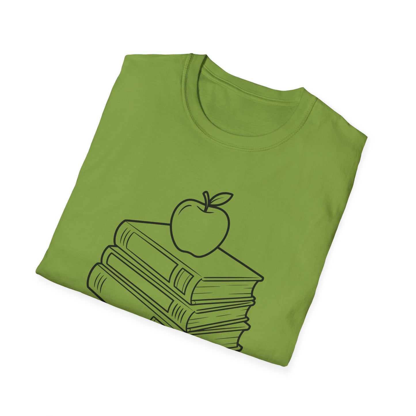 Teacher Apple Stack T‑Shirt — Minimalist Books & Apple Tee for Educators