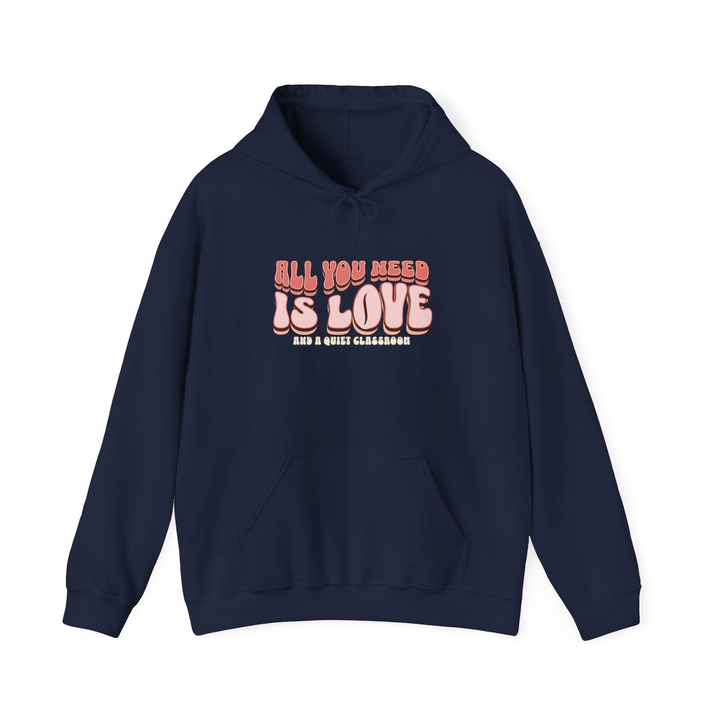 All You Need Is Love Hoodie — Retro Pink Typography Valentine's Sweatshirt
