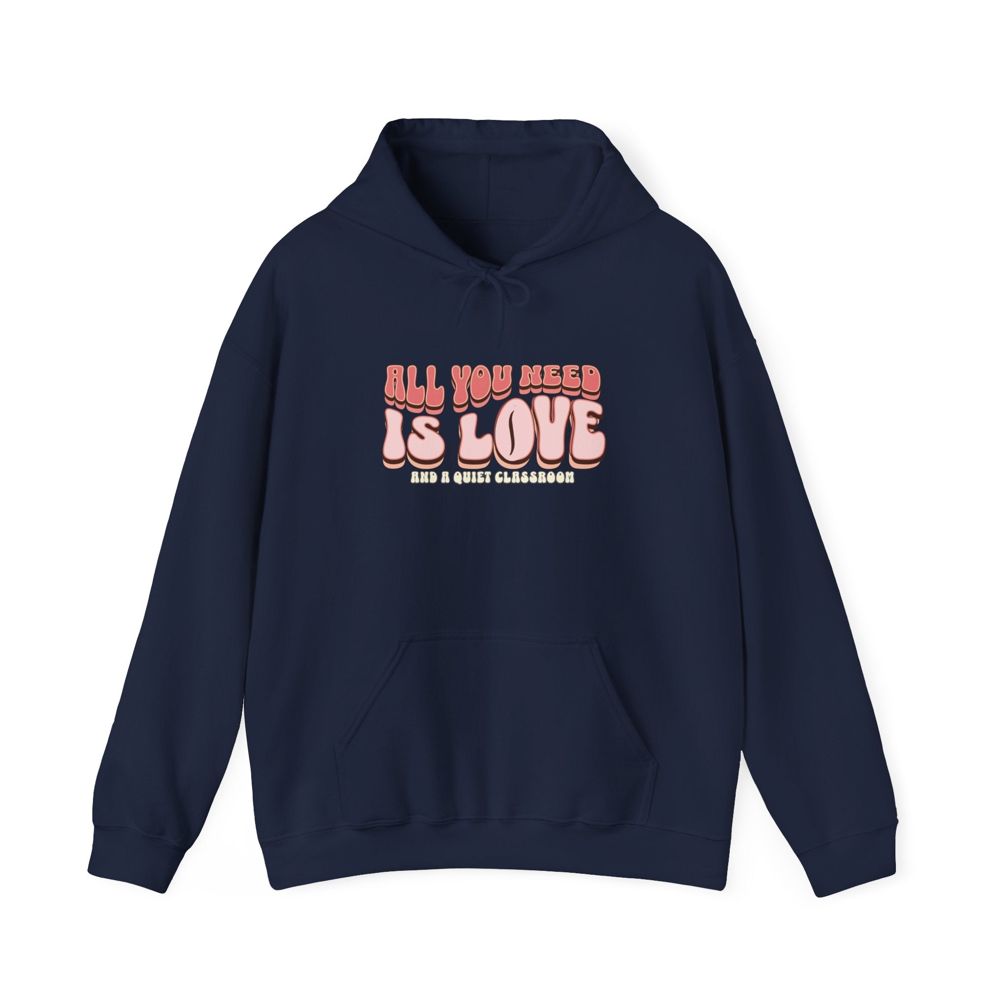 All You Need Is Love Hoodie — Retro Pink Typography Valentine's Sweatshirt
