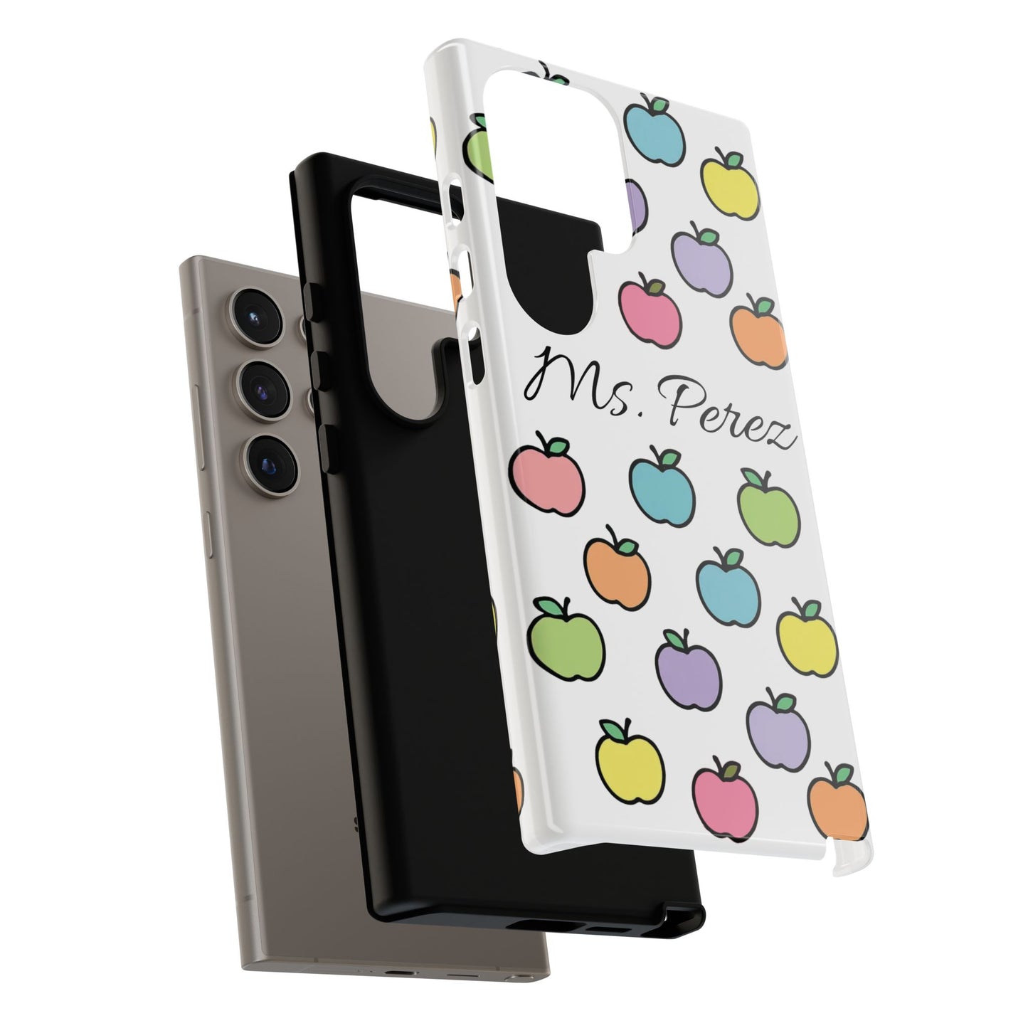 Personalized Teacher Apple Phone Case | Custom Name Teacher iPhone Case | Cute Apple Pattern Phone Case | Teacher Gift