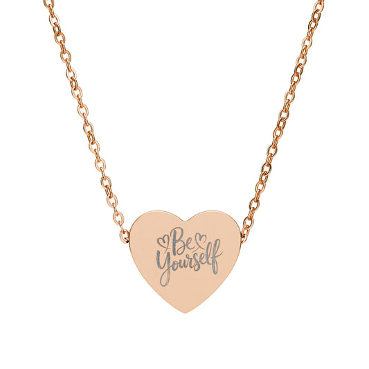 Engraved Heart Necklace — "Be Yourself" Pendant