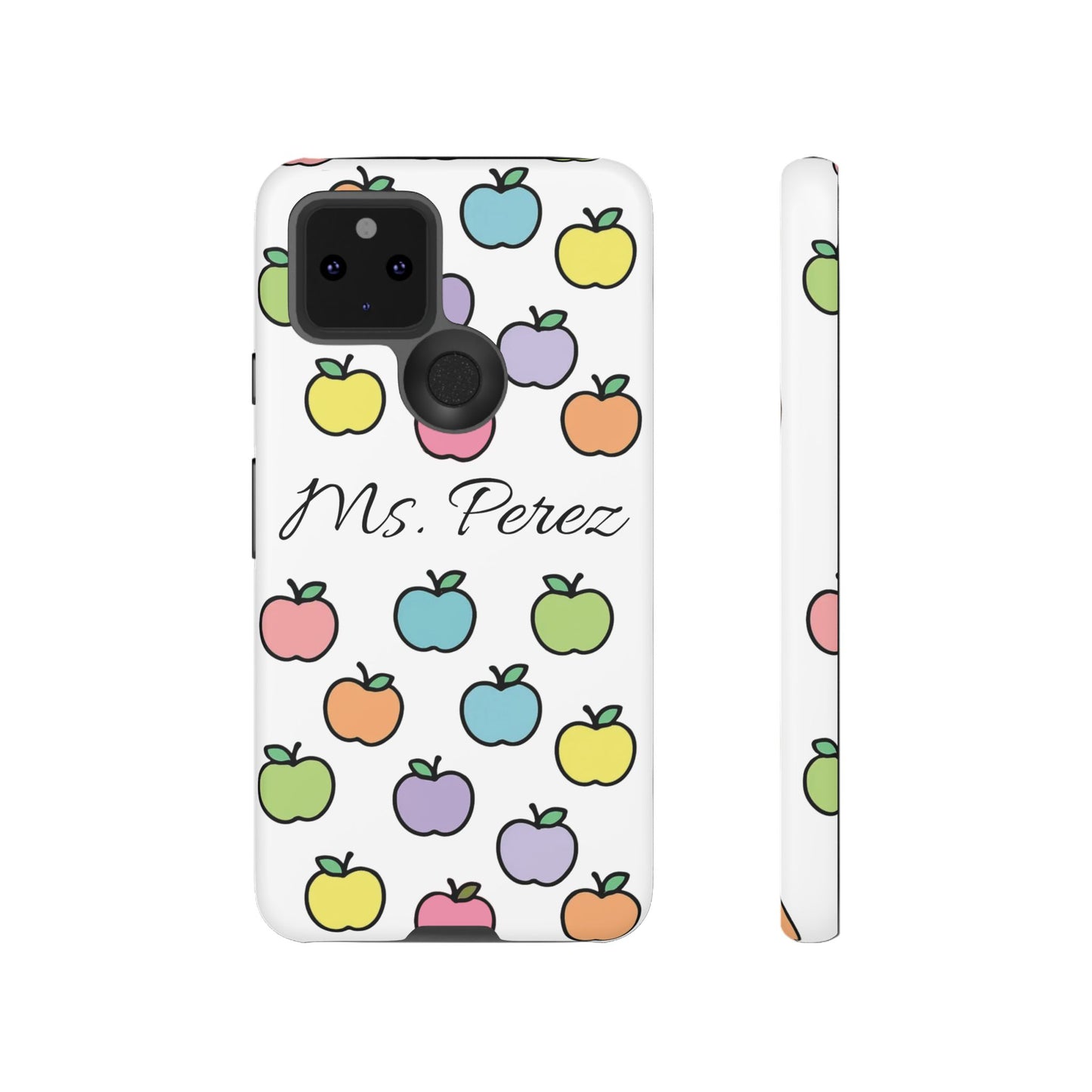 Personalized Teacher Apple Phone Case | Custom Name Teacher iPhone Case | Cute Apple Pattern Phone Case | Teacher Gift
